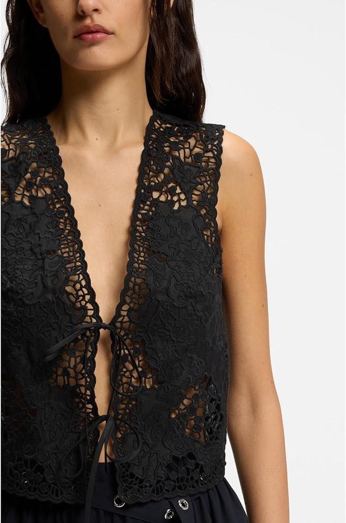 Blusa con ricamo in pizzo 50556743 001 BOSS 