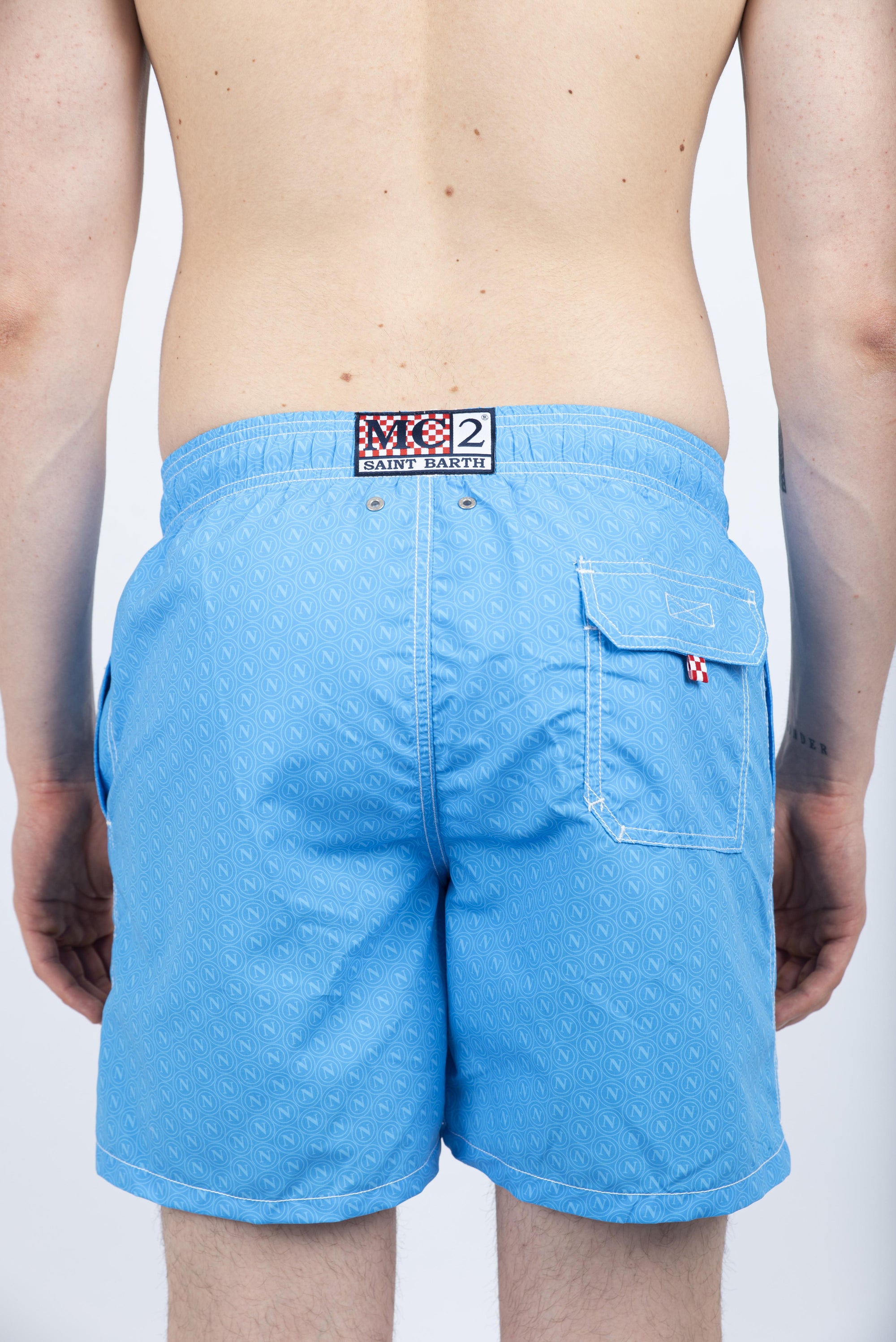 Costume da bagno da uomo Gustavia di lunghezza media con stampa Napoli 10 GUS0001 04845H MC2 SAINT BARTH 
