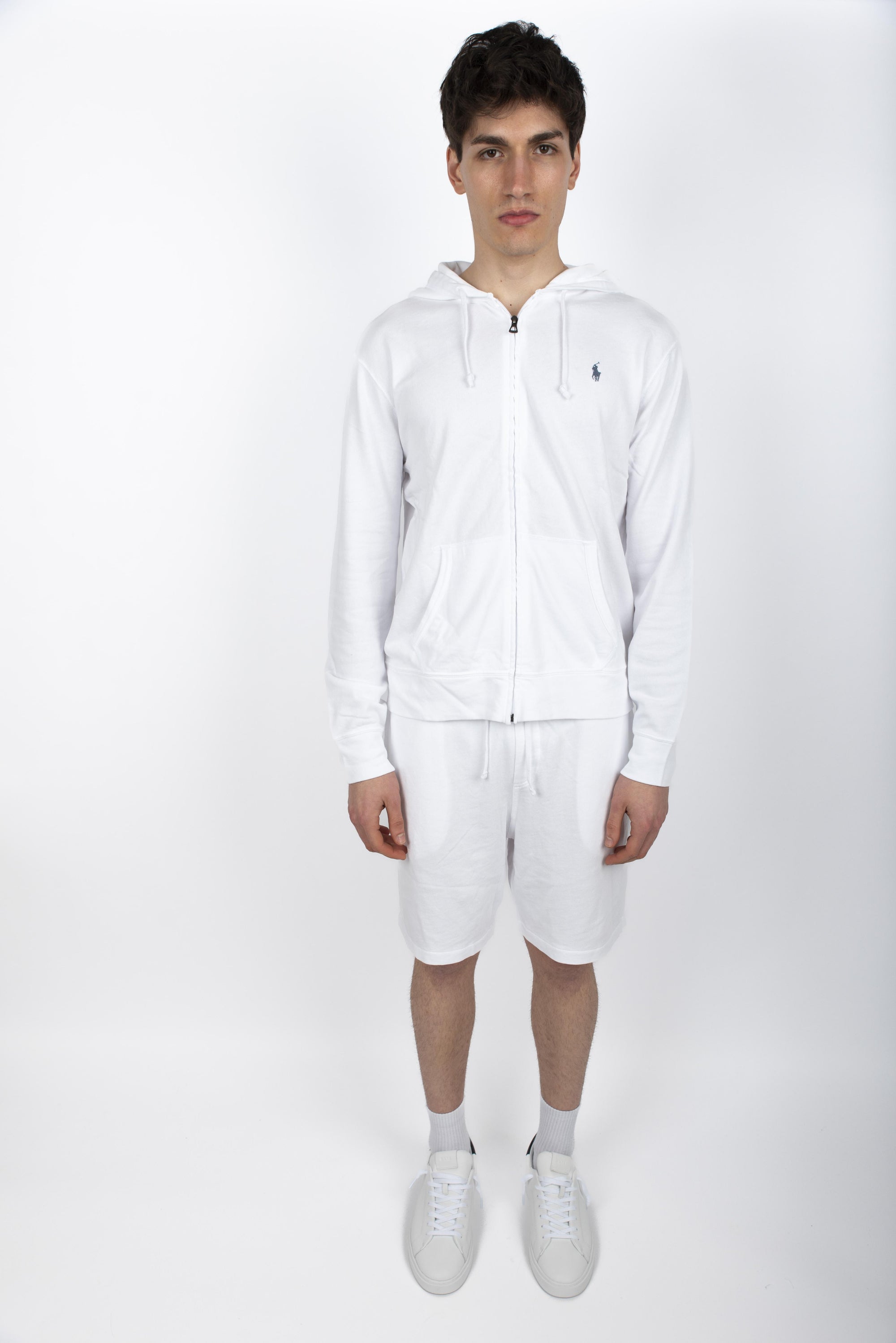Felpa bianca in spugna spa con cappuccio 710706348 002 POLO RALPH LAUREN 
