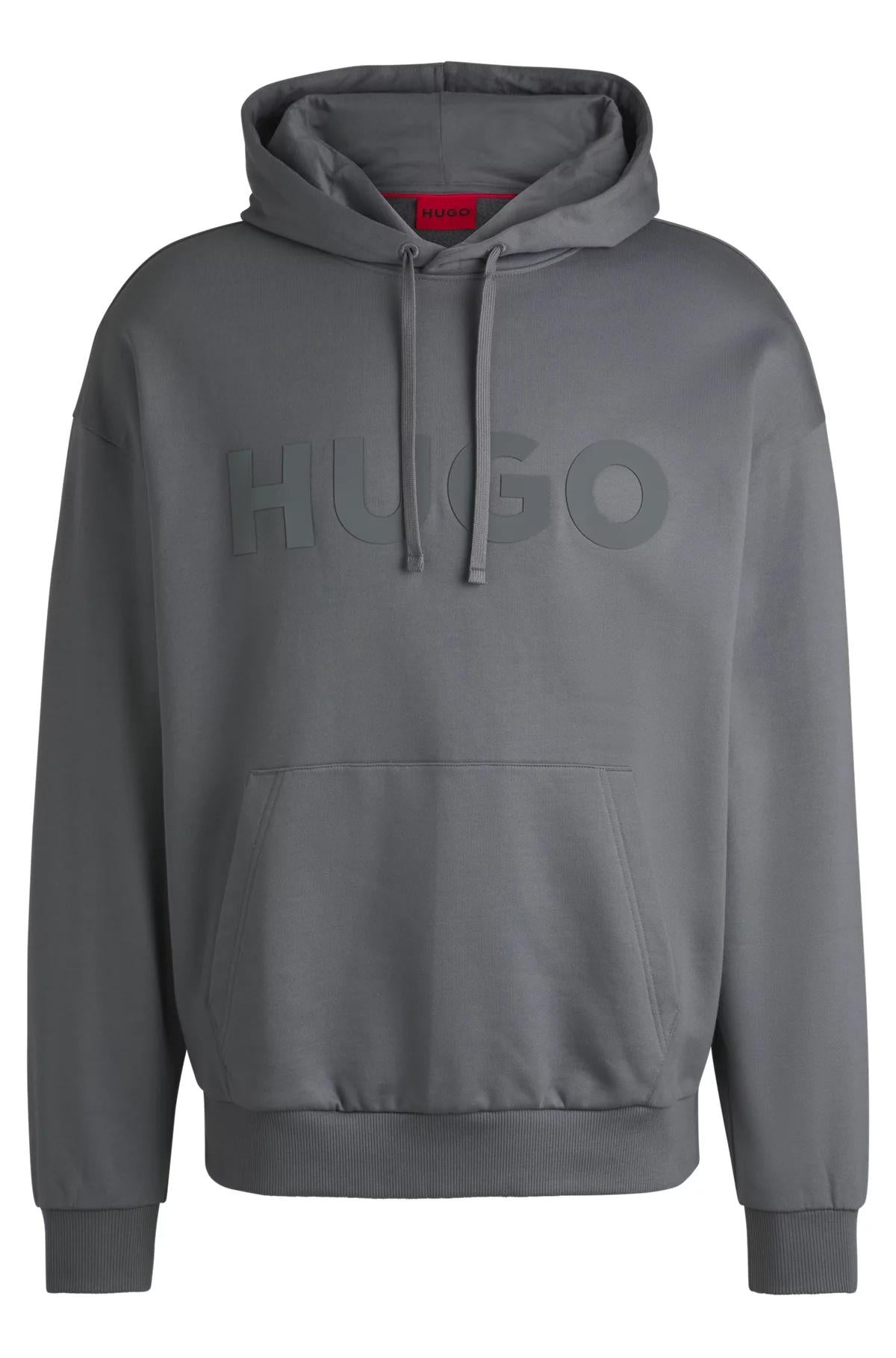 Felpa con cappuccio oversize in terry di cotone con logo tono su tono 50529090 086 HUGO 