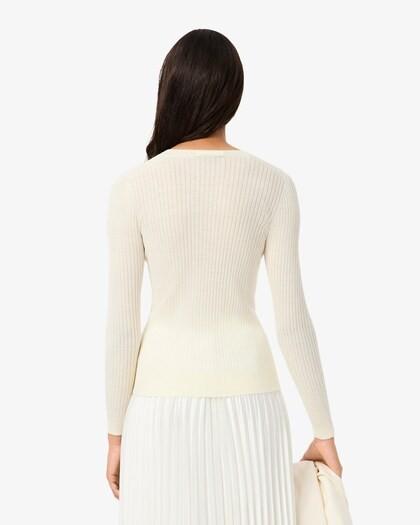 Cardigan in maglia di lana merinos a coste AF4141 70V LACOSTE 