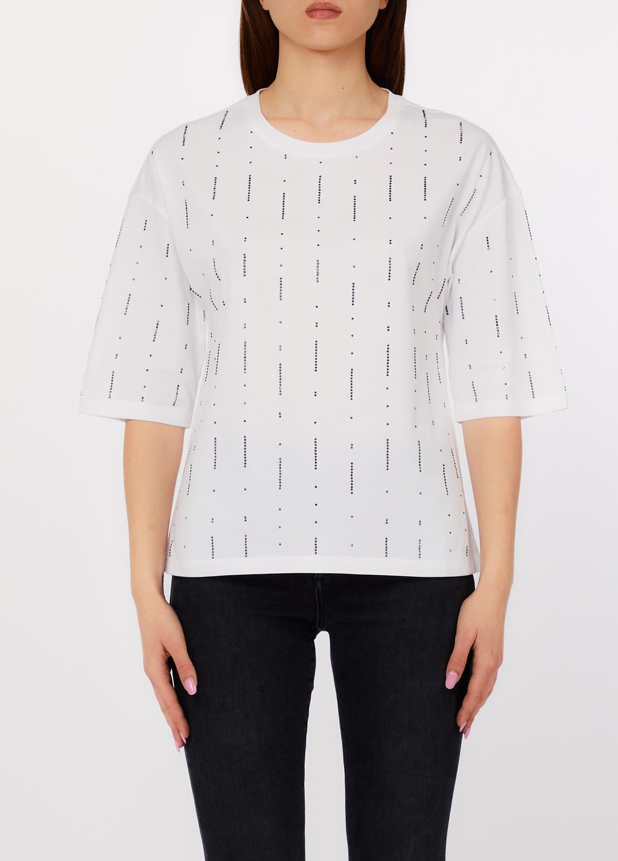 T-shirt con applicazioni WA6128JS904 P9449 LIU JO WHITE1 