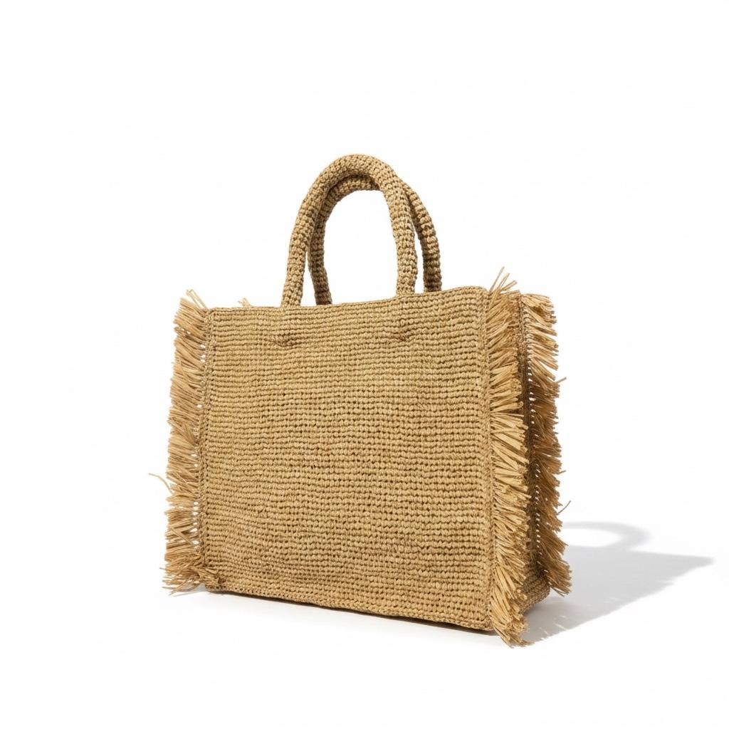 Borsa Colette in raffia con frange laterali COL0026 00200L MC2 SAINT BARTH 