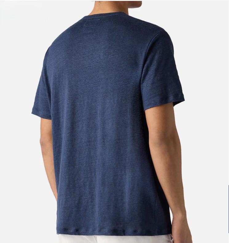 T-shirt Ecstasea in puro lino blu con logo ricamato ECS0003 00119L MC2 SAINT BARTH 