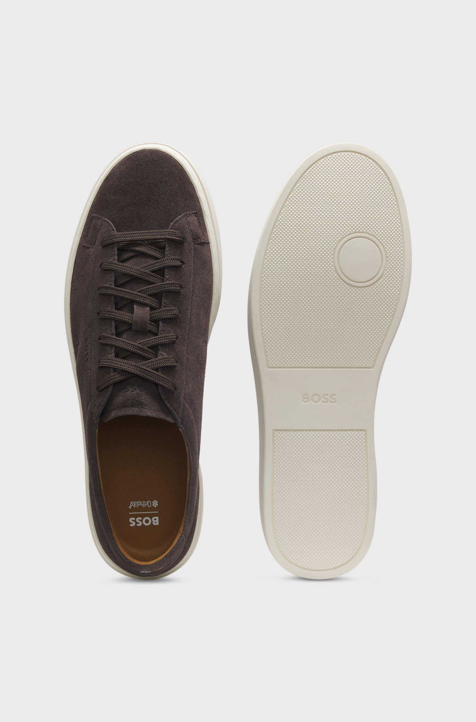 Sneakers in pelle scamosciata con logo goffrato 50563162 201 BOSS SHOES 