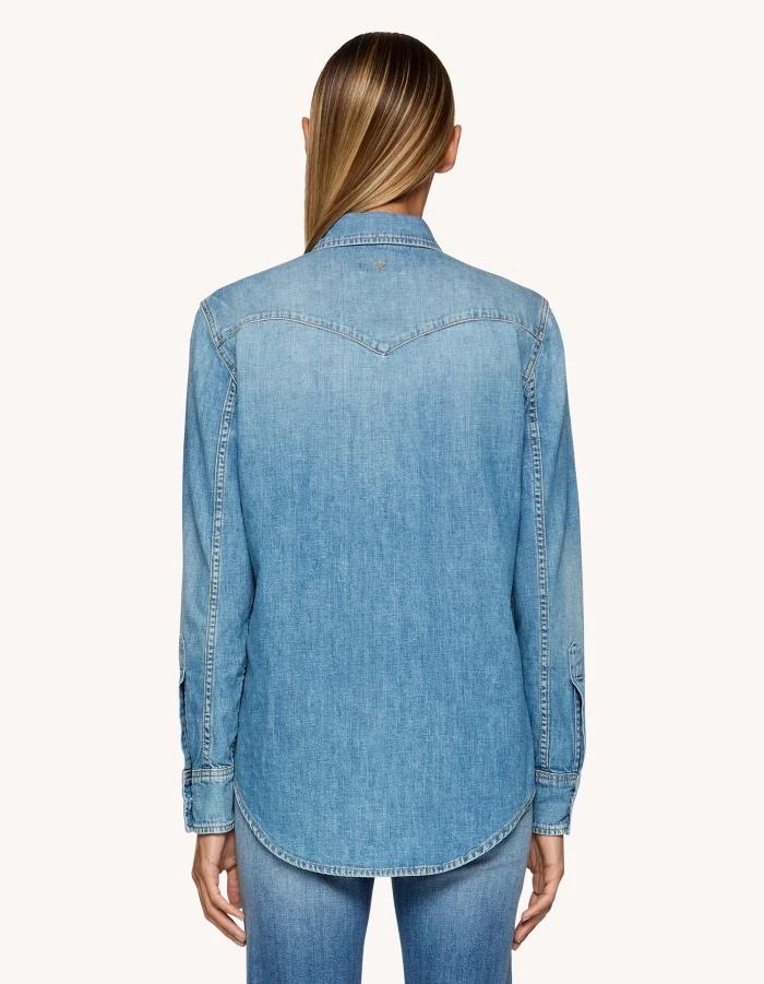 Camicia regular in denim fisso DC406DF0272LA2 800 DONDUP 