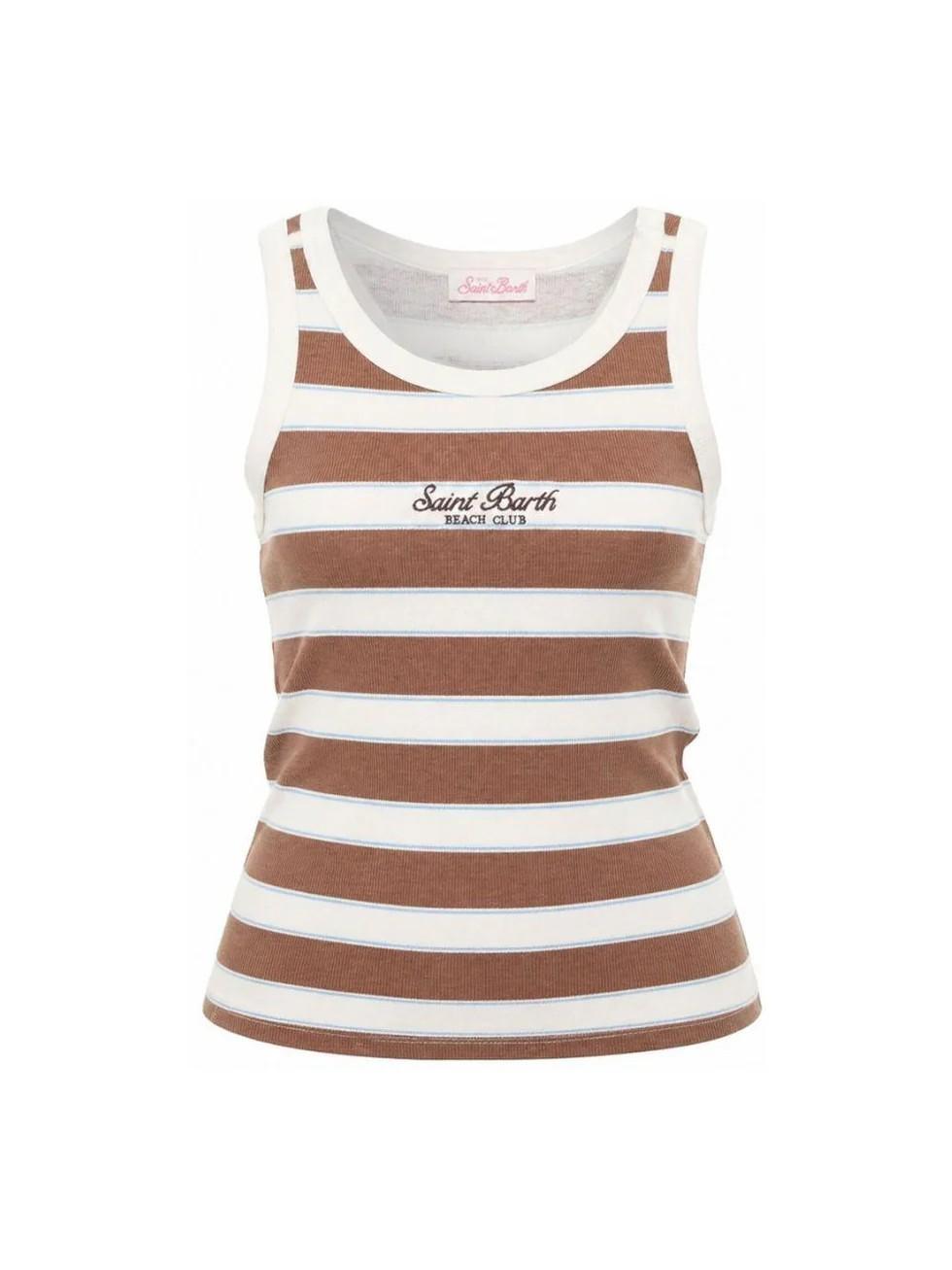 Canotta da donna con motivo a righe AAD001 02675L MC2 SAINT BARTH 