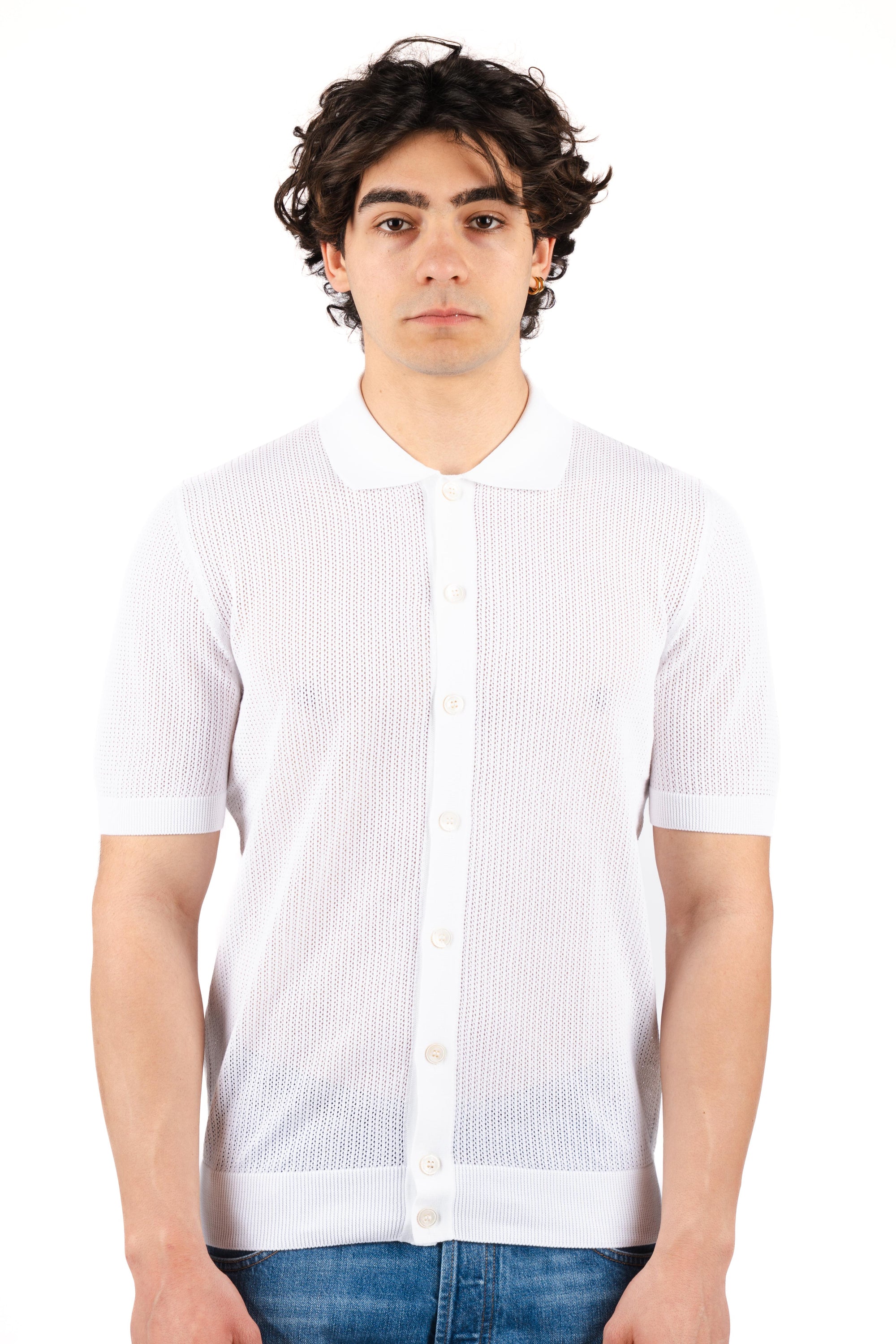 Camicia con lavorazione in micro rete 57180/20611 002 GRAN SASSO 