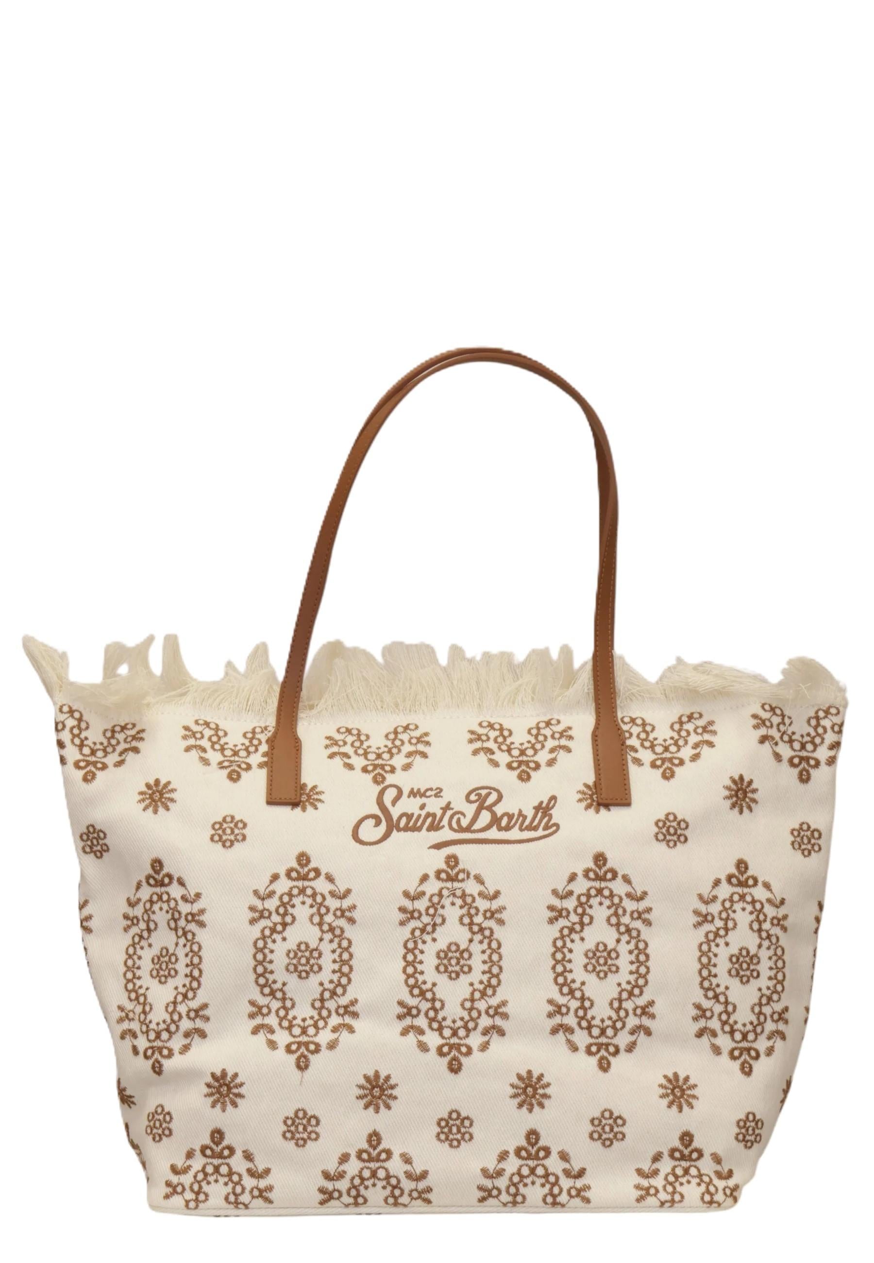 Borsa City Bag Fringe in sangallo con frange CBF0001 01772L MC2 SAINT BARTH 