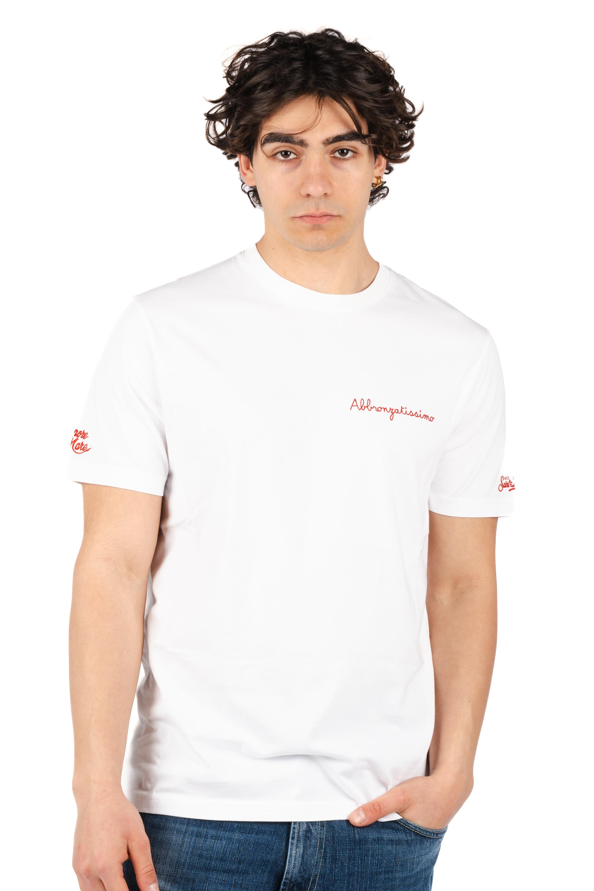 T-shirt Portofino ricamo Abbronzatissmo POT0001 04532L MC2 SAINT BARTH 