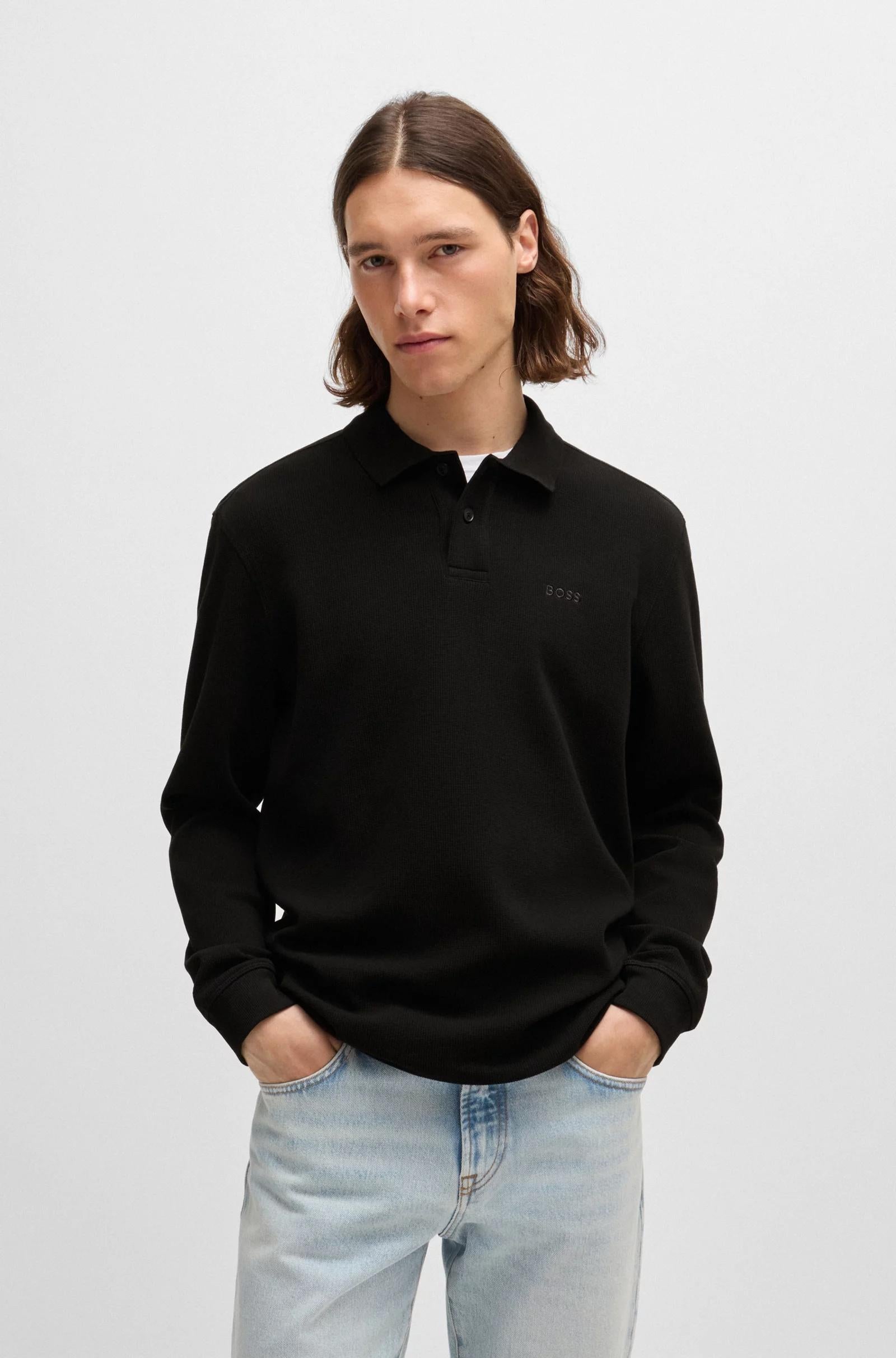 Polo in misto cotone elasticizzato con lavorazione a nido dape 50520710 001 BOSS 