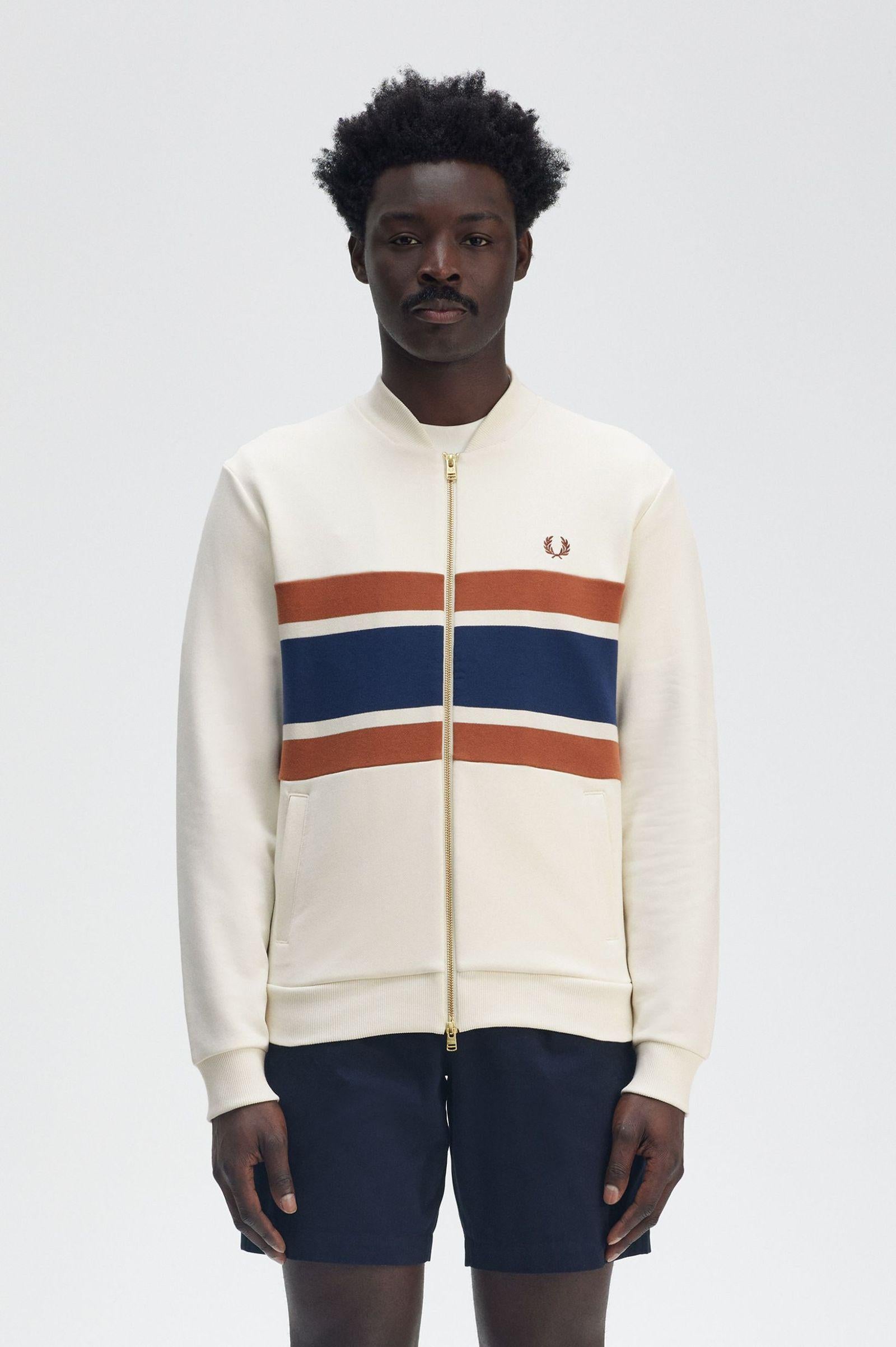 Felpa a inserti con zip intera J904753 760 FRED PERRY 