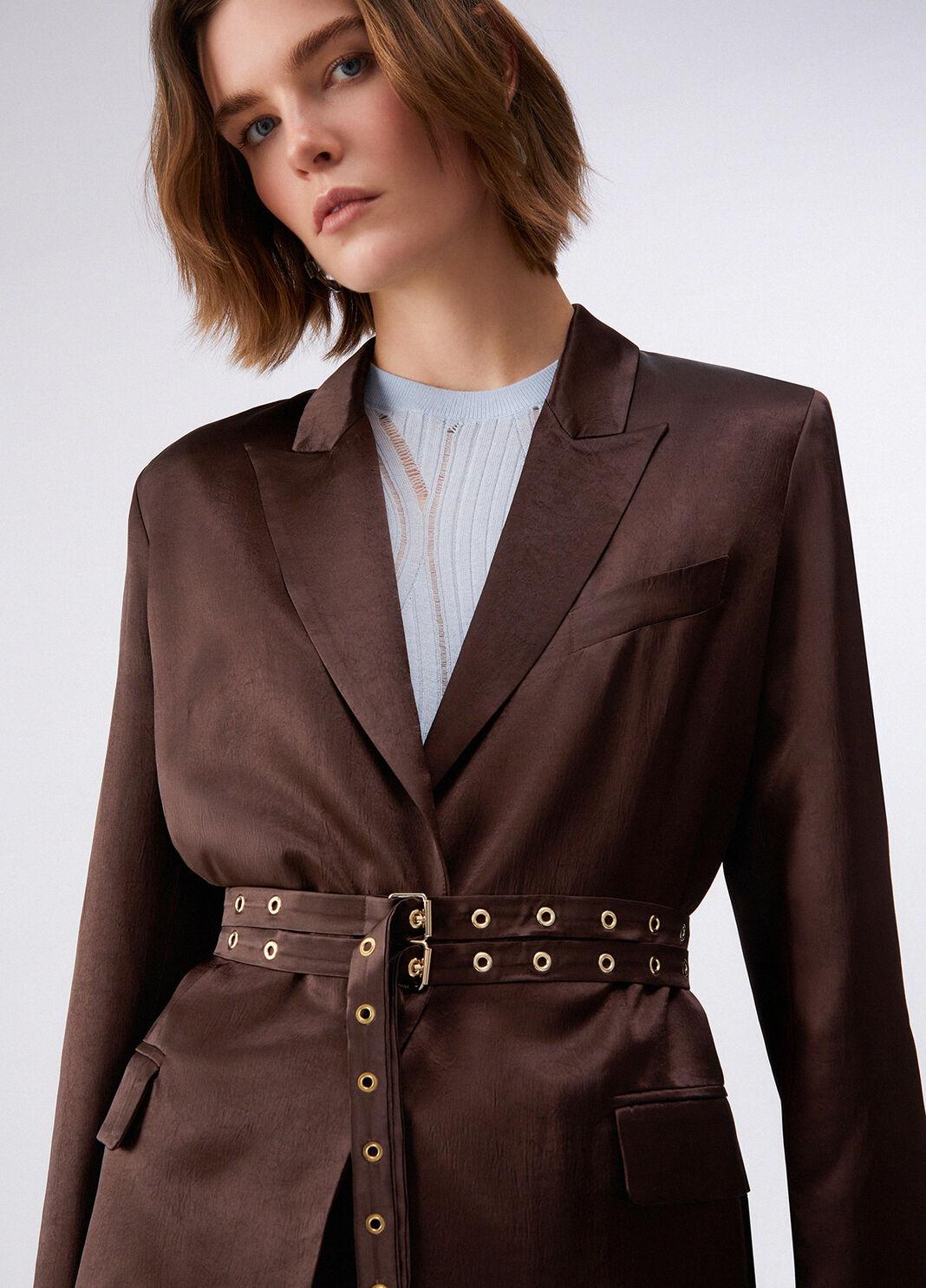 Blazer in raso con cintura CA6146T450A P9576 LIU JO BLACK 