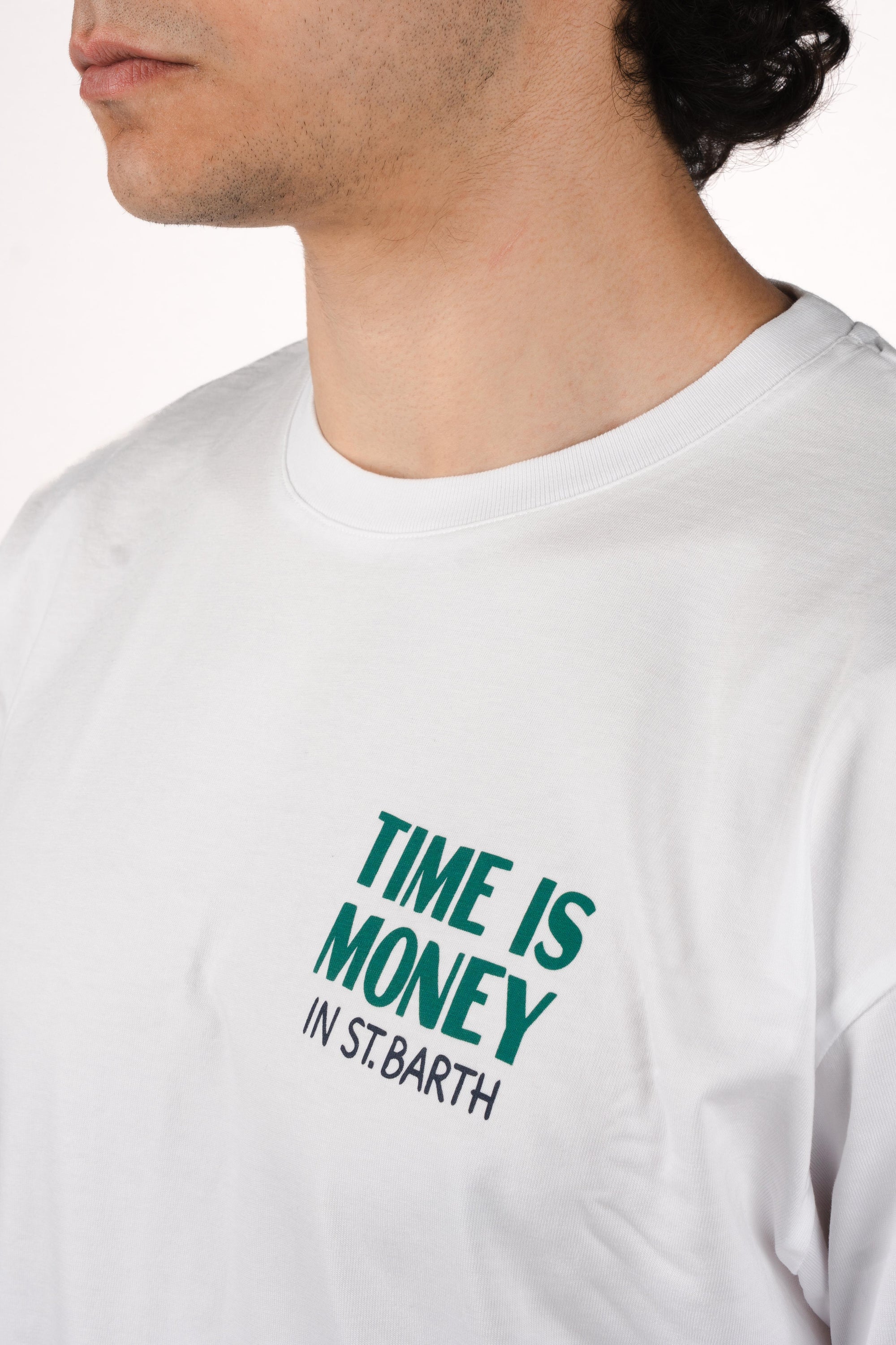 T-shirt Delmar con stampa Time Is Money e maxi grafica sul retro DLR0001 01605L MC2 SAINT BARTH 