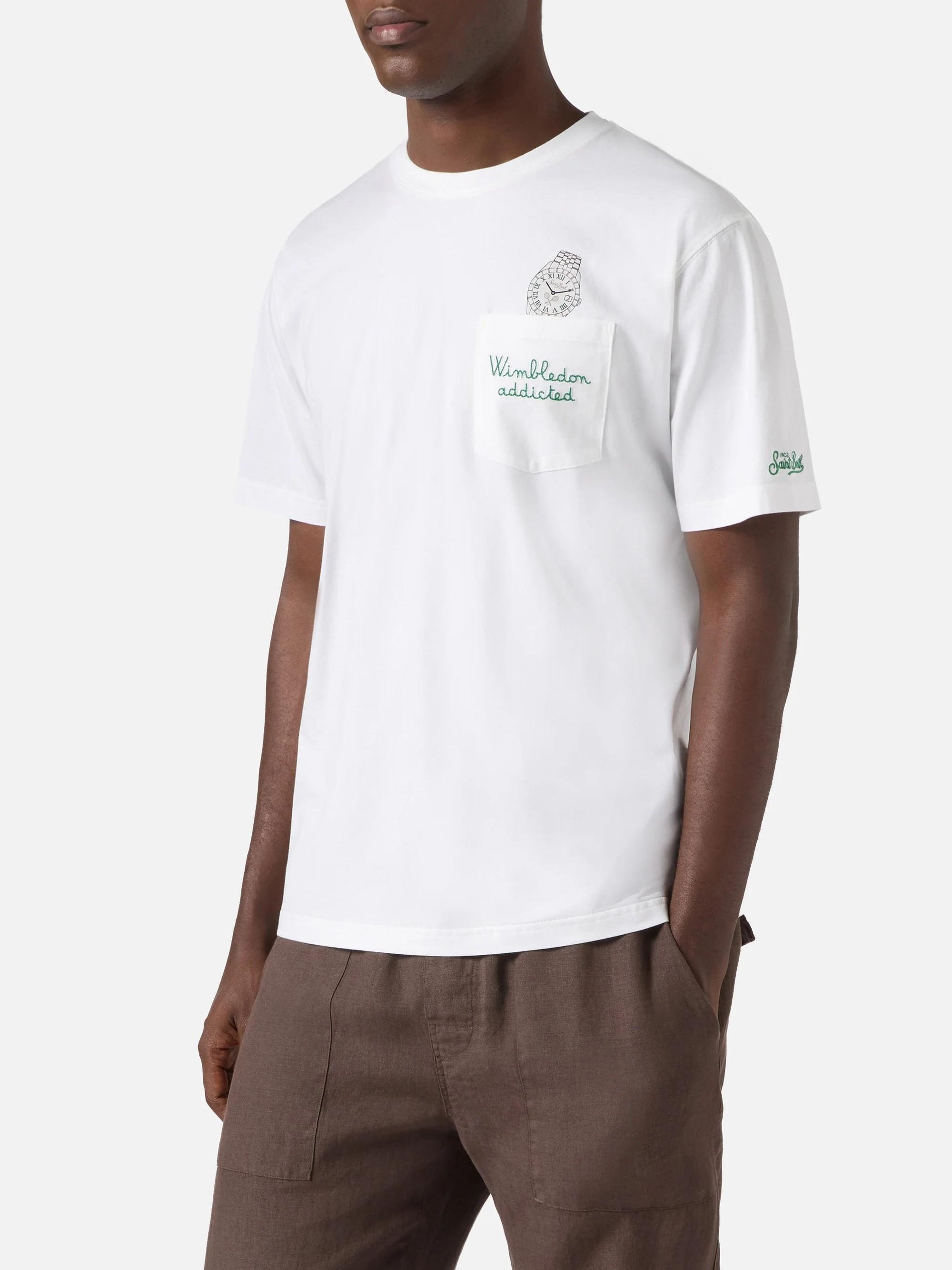 T-Shirt Austin in cotone con tasca frontale AUS0001 04353L MC2 SAINT BARTH 