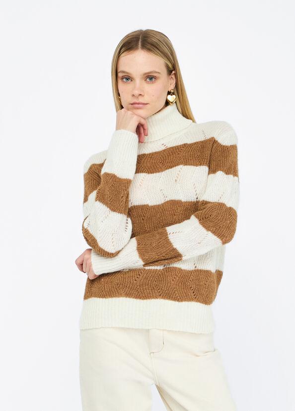 Dolcevita a righe in lana e alpaca MF5419MA58P D3737 LIU JO WHITE2 