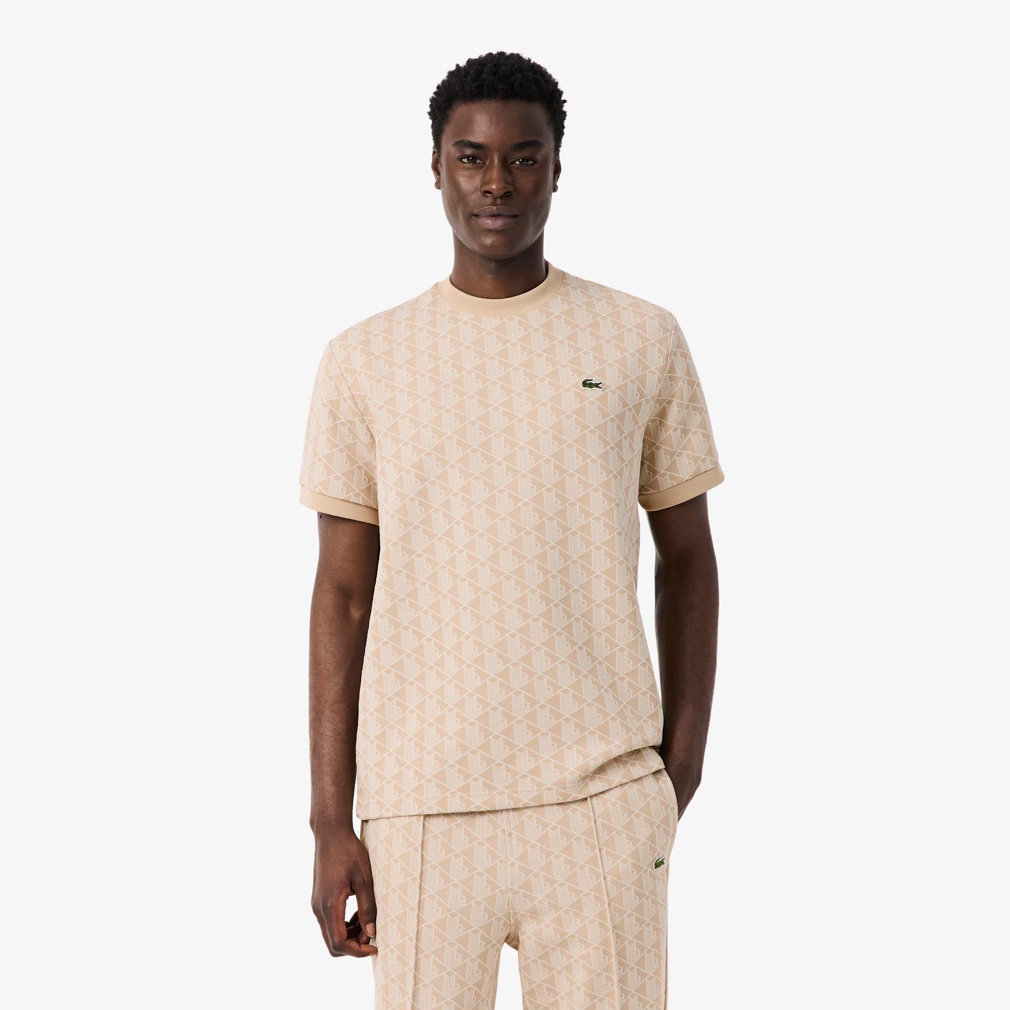 T-shirt slim fit con monogramma jacquard TH1197 8GI LACOSTE 