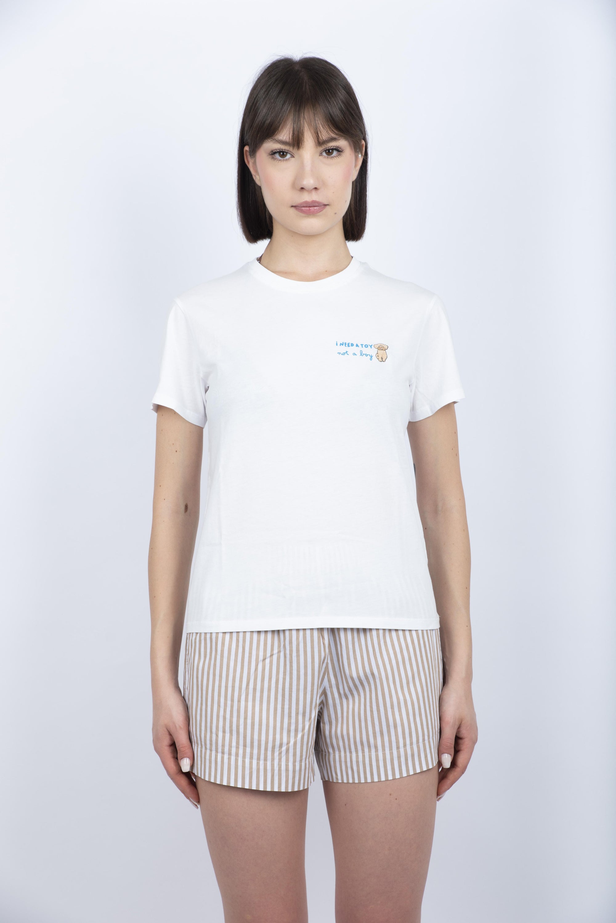 T-shirt Emilie in cotone bianco con ricamo EMI0001 06044H MC2 SAINT BARTH 