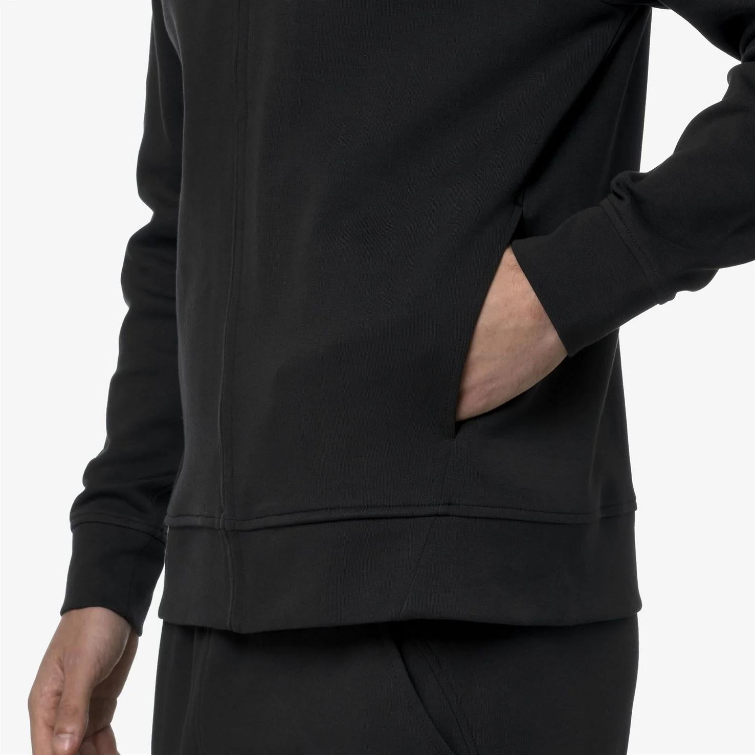 Felpa con cappuccio e zip in pile da uomo nera con tasche K31367W USY K-WAY 