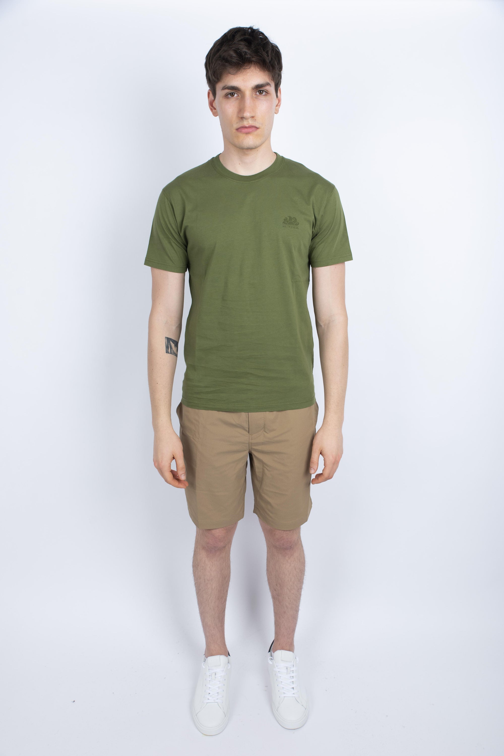 T-shirt girocollo con logo verde M129TEJ78OT A5100 SUNDEK 