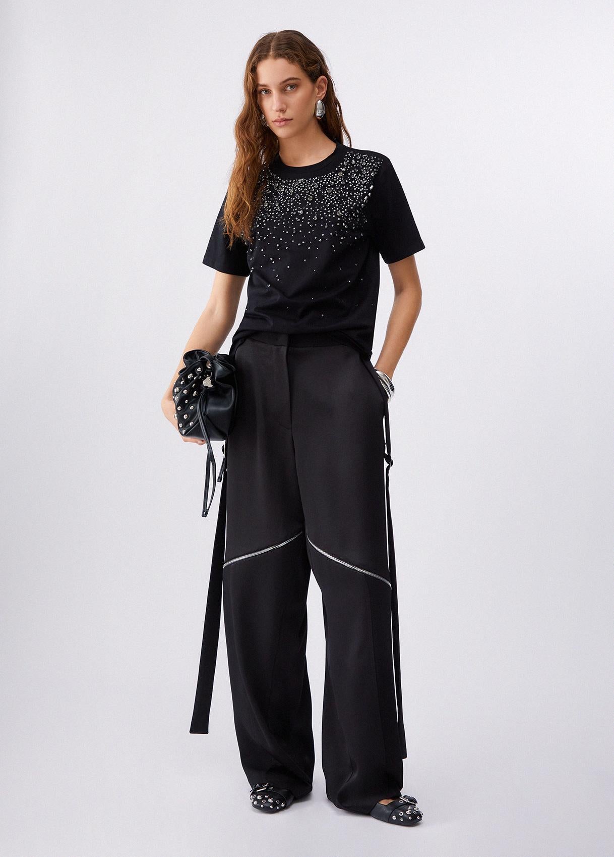 T-shirt con castoni gioiello CA6193J3868 22222 LIU JO BLACK 
