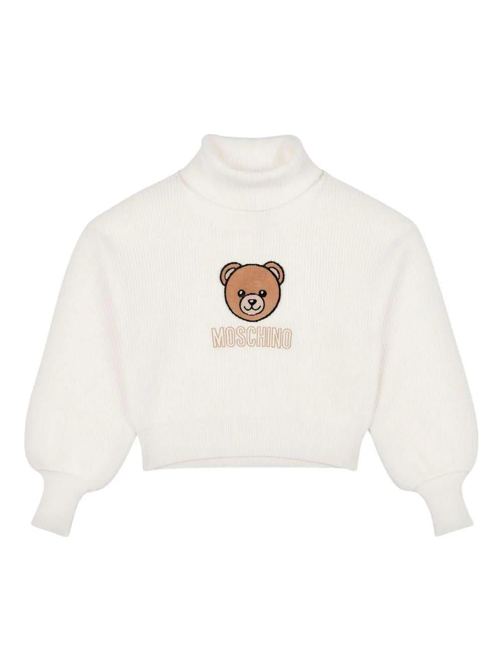 Maglione con ricamo con motivo orsetto HDW02ALHE77 10063A MOSCHINO KID 