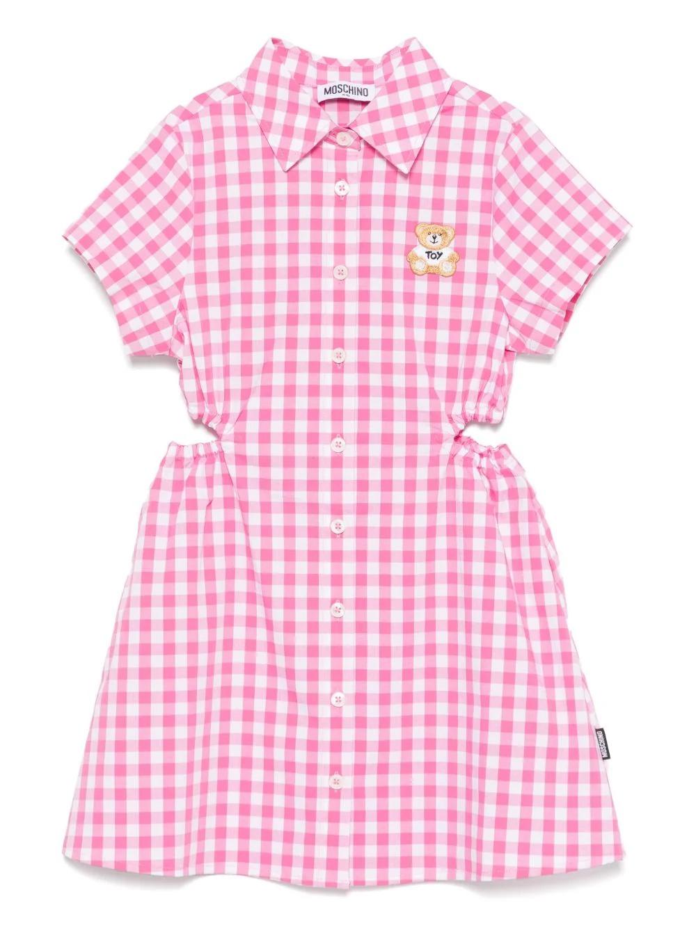 Abito a quadri con dettaglio cut-out HDV0G0LME04 83541 MOSCHINO KID 