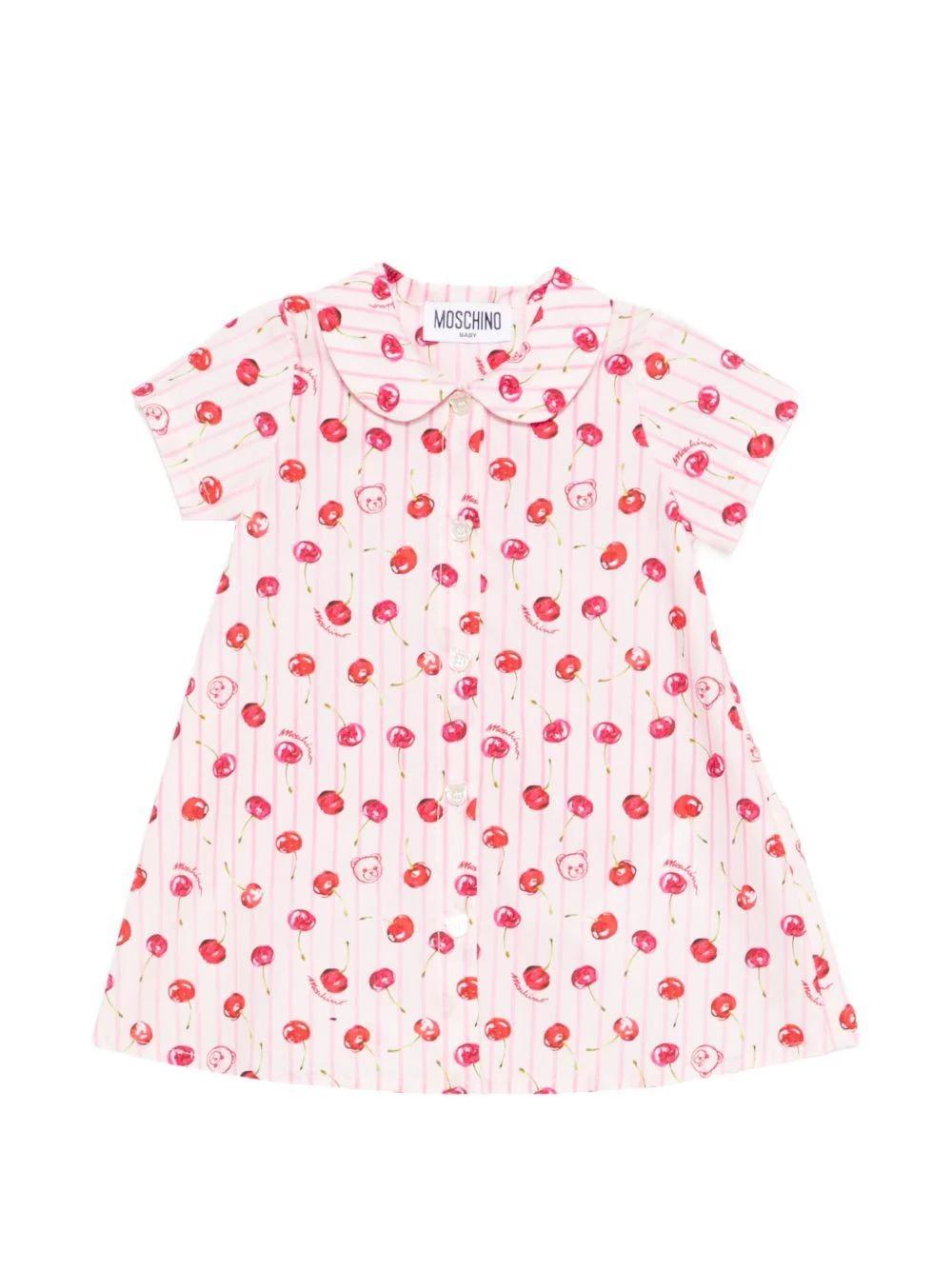 Abito per neonata con stampa ciliegie all-over MDV0D8LLB66 83658 MOSCHINO BABY 