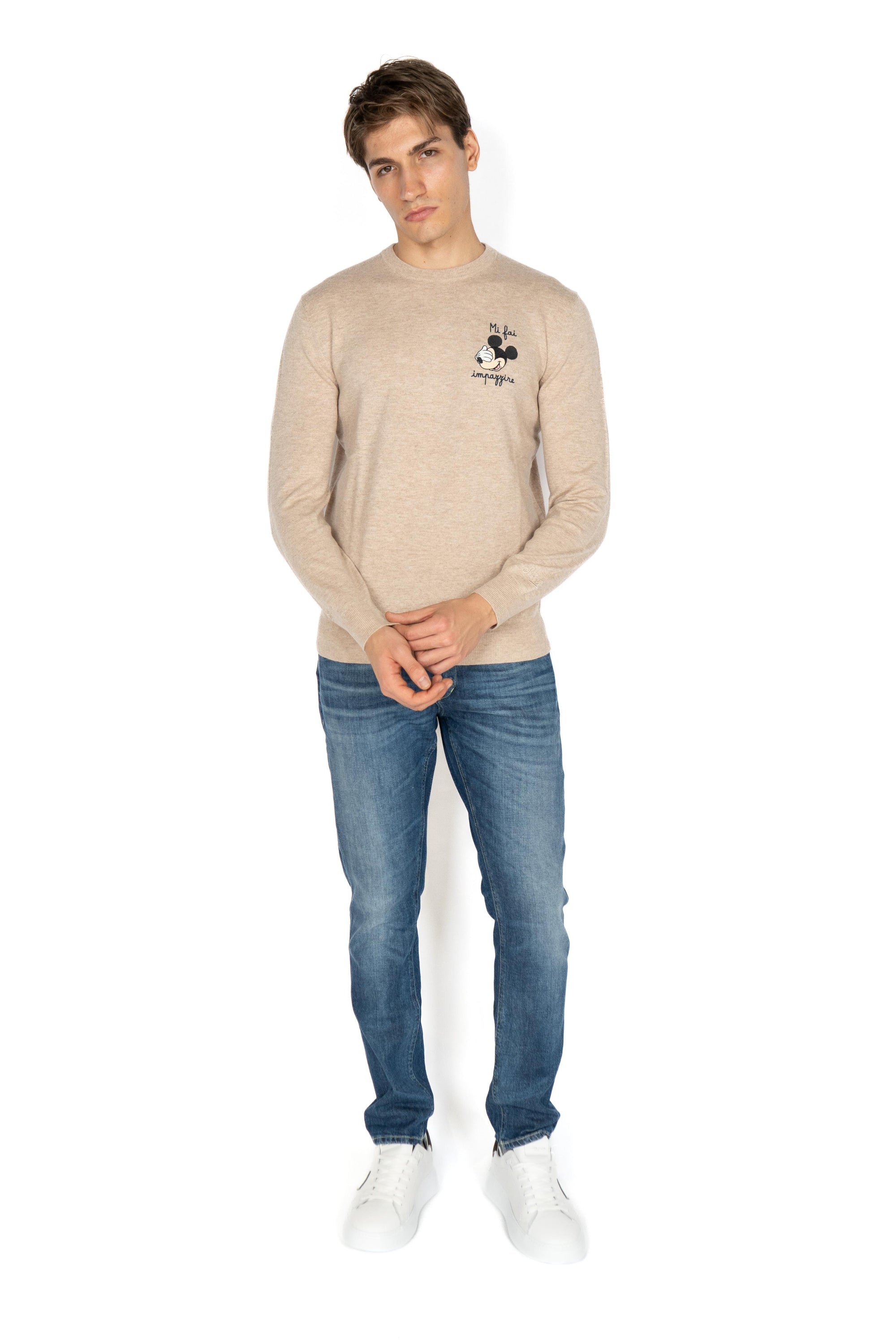 Maglione a girocollo Heron Light con ricamo Mi fai impazzire HER0024 03258I MC2 SAINT BARTH 