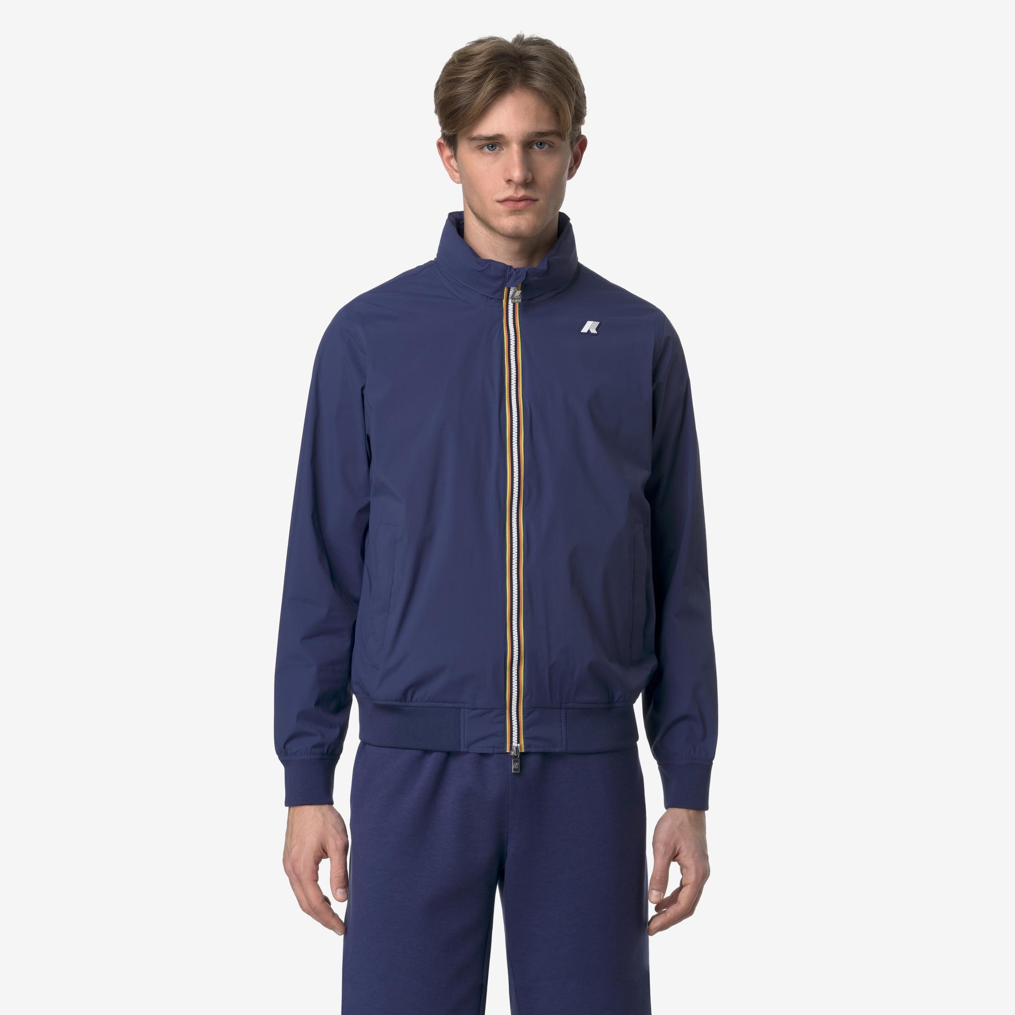Giacca corta da uomo resistente alle intemperie blu con nylon elasticizzato K3123VW 867 K-WAY 