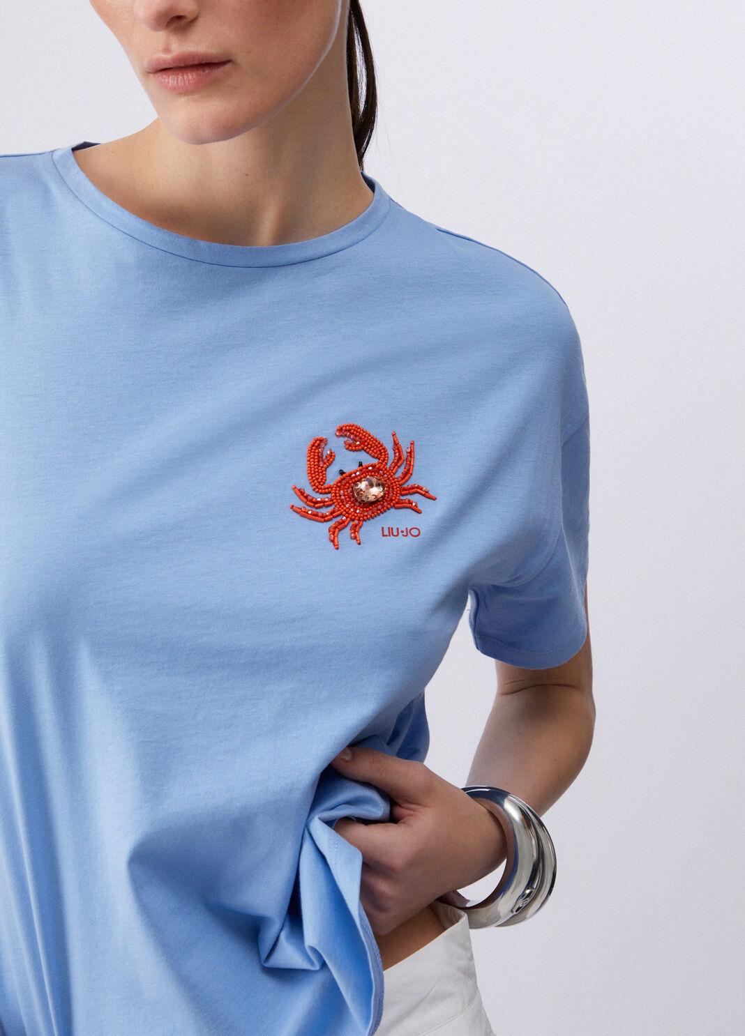 T-shirt con patch WA6414JS923 P9431 LIU JO WHITE1 