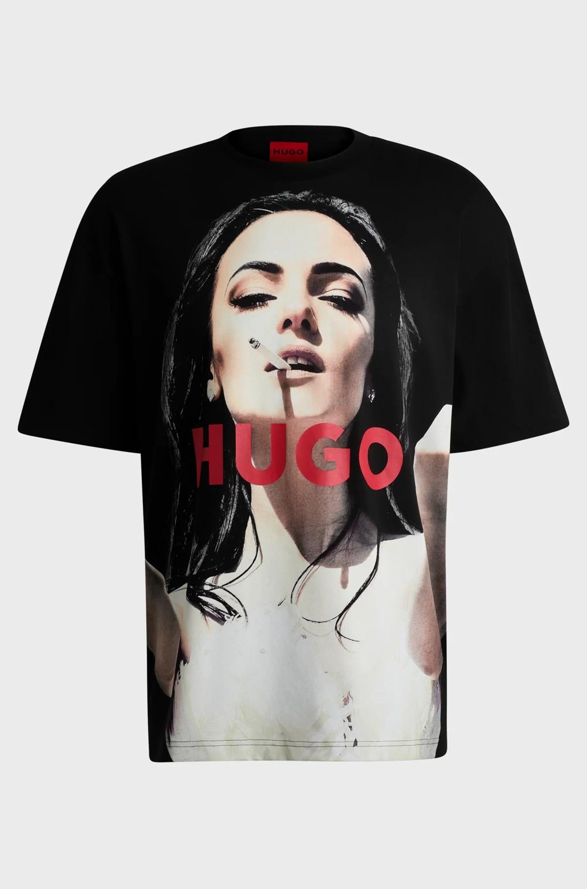 Camicia oversize in cotone con stampa ad alto impatto 50535314 001 HUGO 