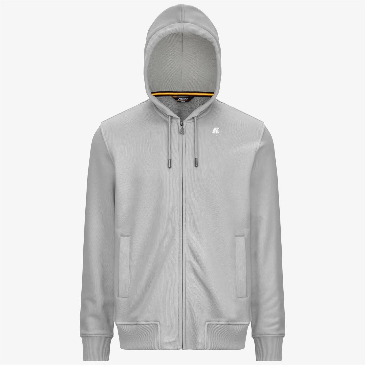 Giacca in pile casual da uomo grigio con cappuccio regolabile K31364W B31 K-WAY 