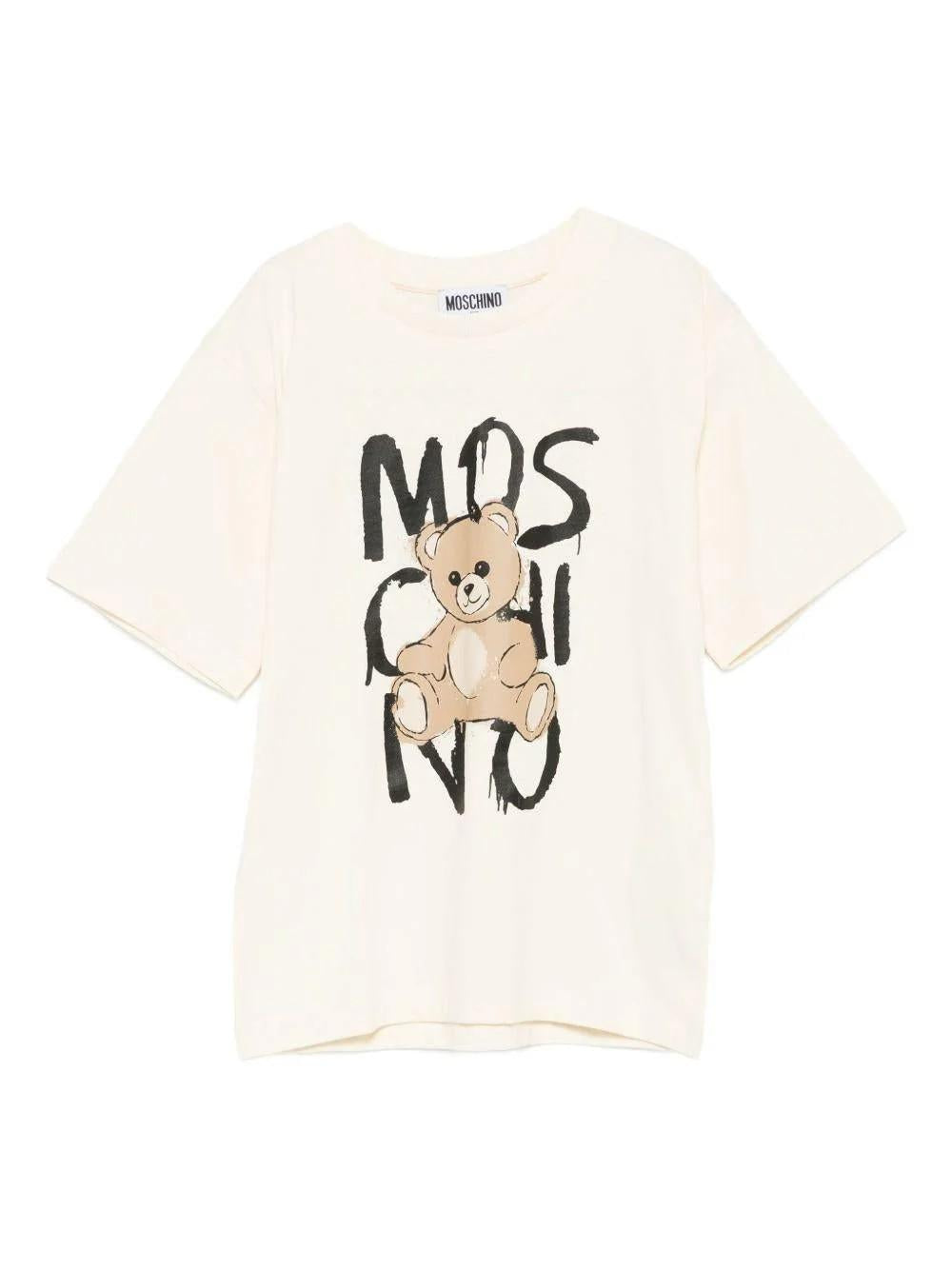 T-shirt con stampa e logo HNM05GLAA20 10123 MOSCHINO KID 