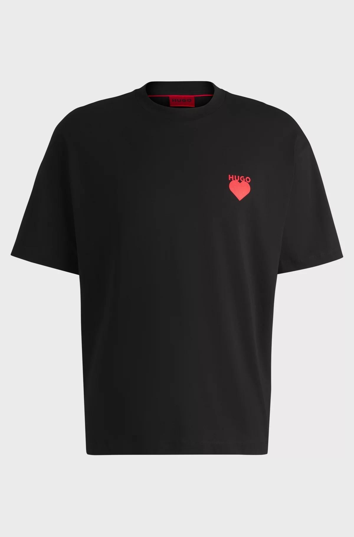 T-shirt in jersey di cotone con grafica con cuore 50530557 001 HUGO 