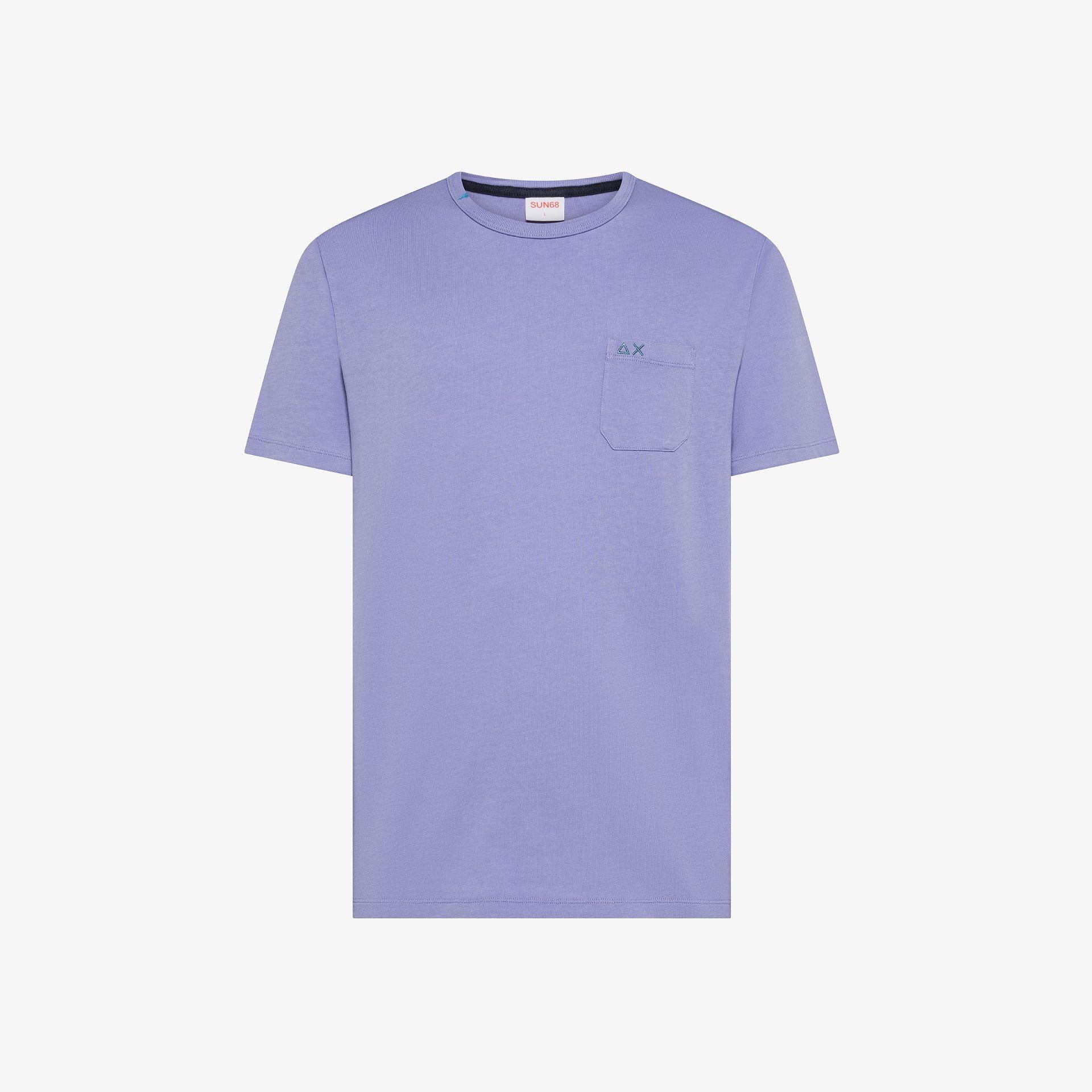 T-shirt girocollo in jersey lilla T36101 24 SUN68 