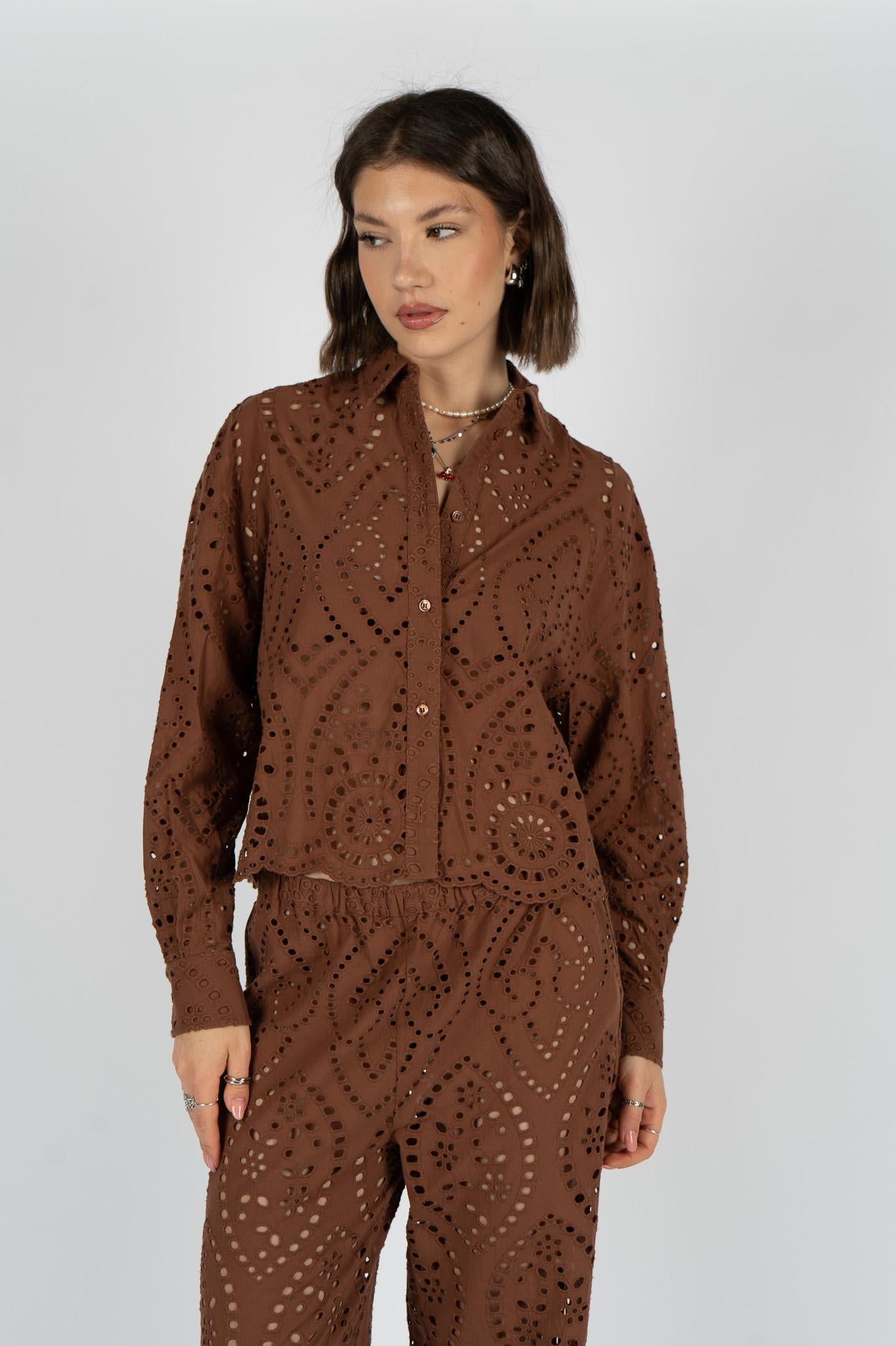 Camicia Oriane in sangallo ONE0001 01005L MC2 SAINT BARTH 