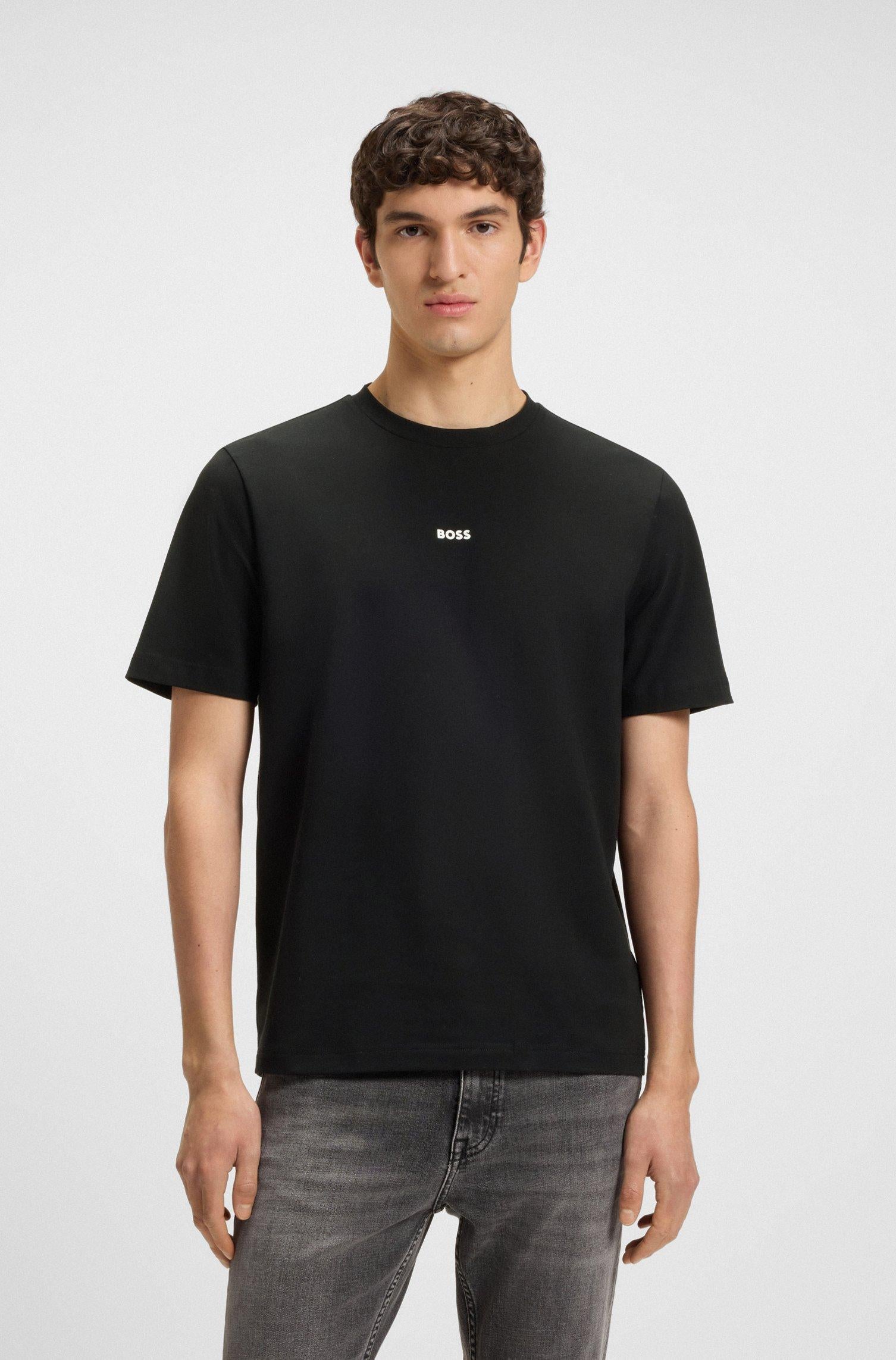 T-shirt relaxed fit in cotone elasticizzato con logo stampato 50473278 001 BOSS 