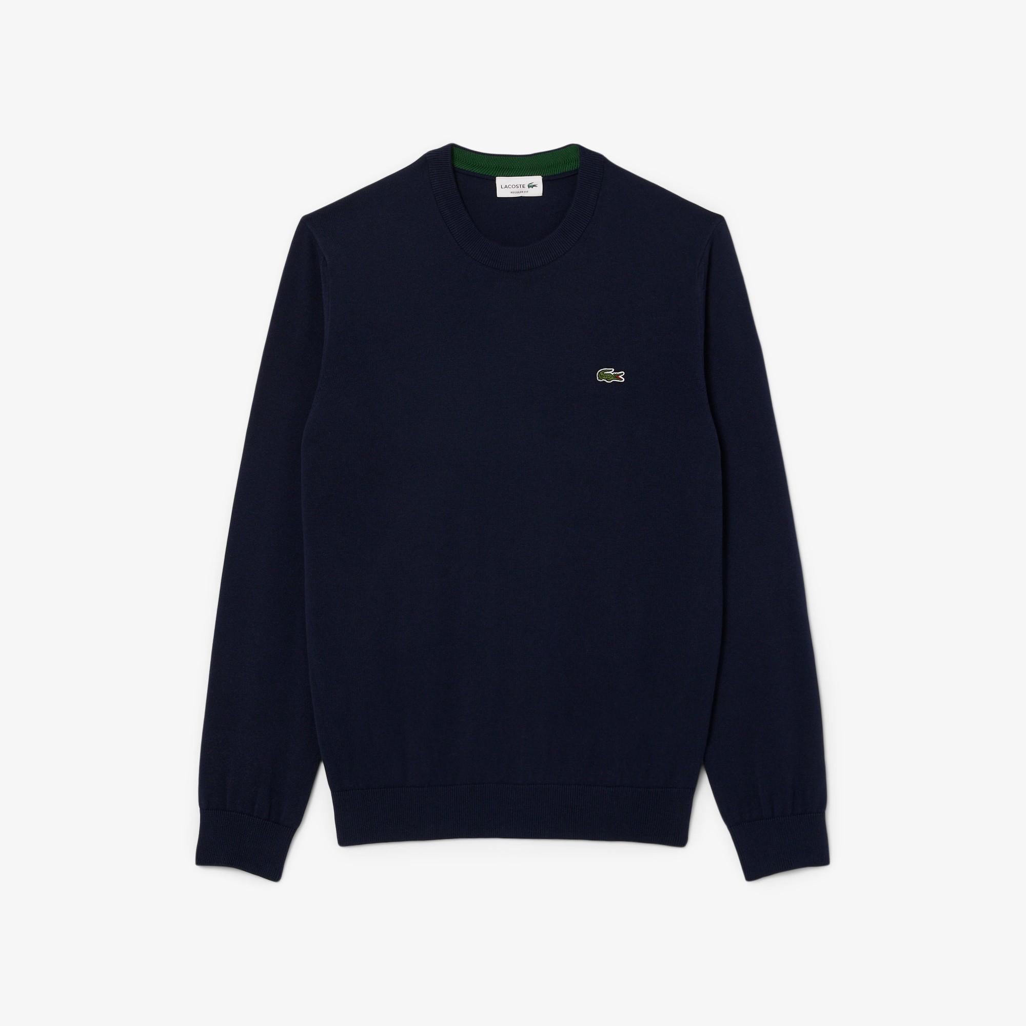 Pullover girocollo monocromatico in cotone AH1985 166 LACOSTE 