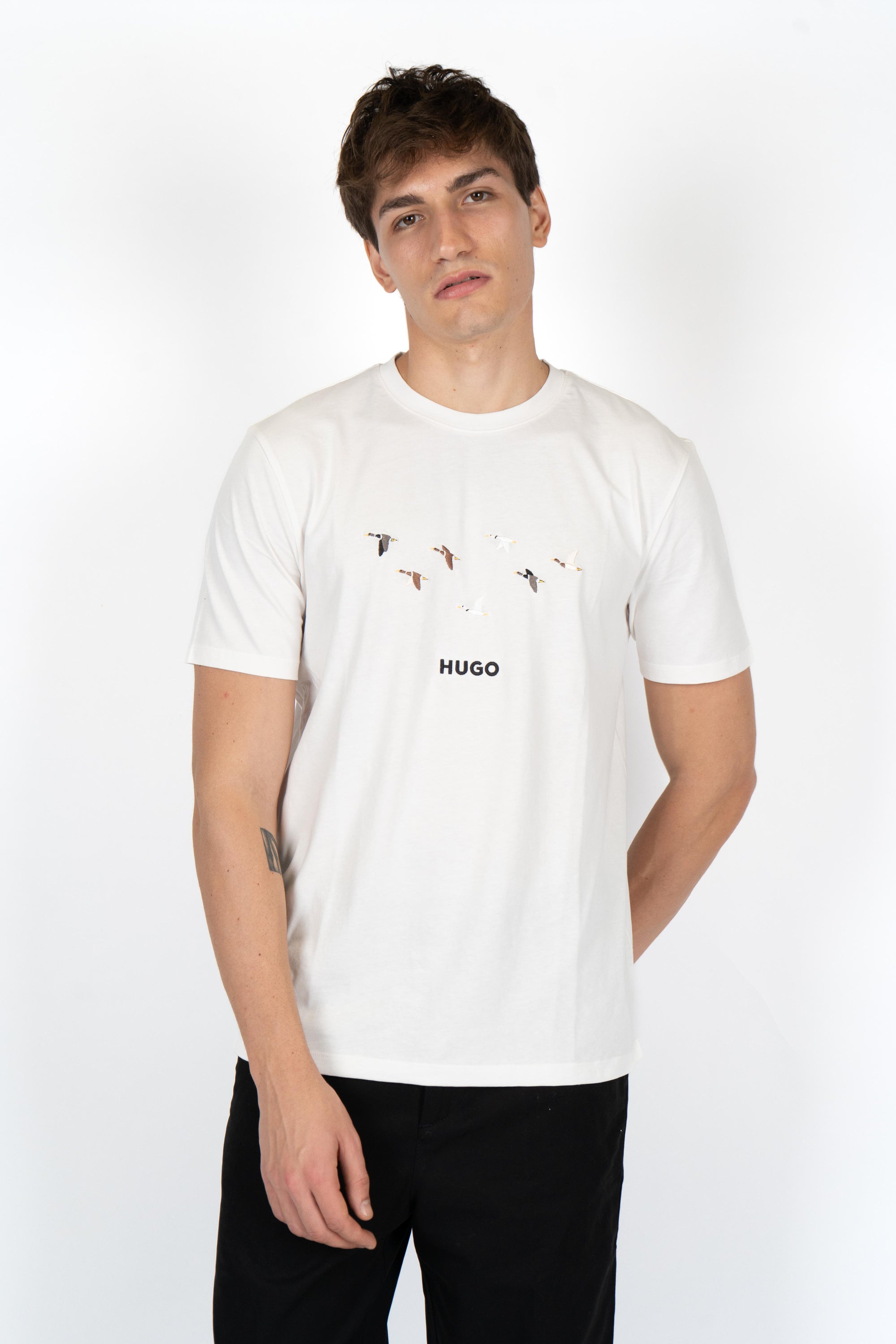 T-shirt con logo e grafica uccelli 50549154 102 HUGO 