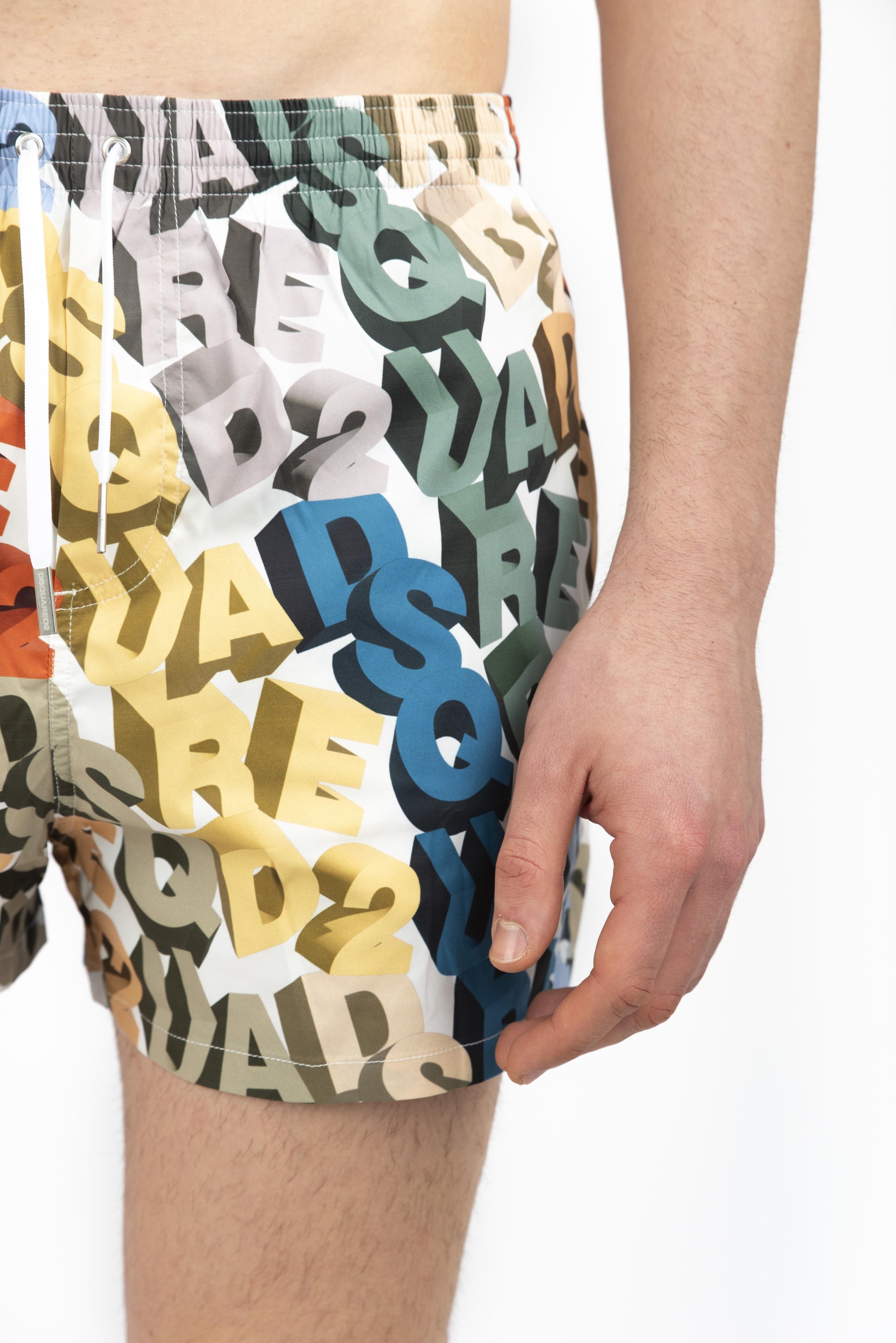 Swim boxer midi con all over logo  D7B646100 997 DSQUARED BEACHWEAR 