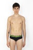 Swim Brief nero con waist logo verde