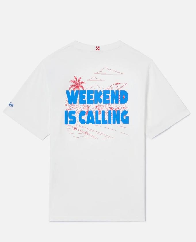 T-shirt Delmar con stampa Weekend Is Calling e maxi grafica sul retro DLR0001 08059L MC2 SAINT BARTH 