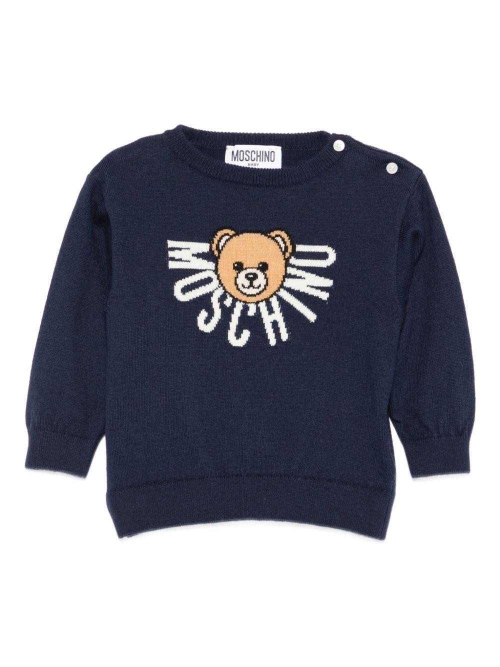 Maglione per neonato con stampa Teddy Bear e logo M7W00JLHE43 40016 MOSCHINO BABY 