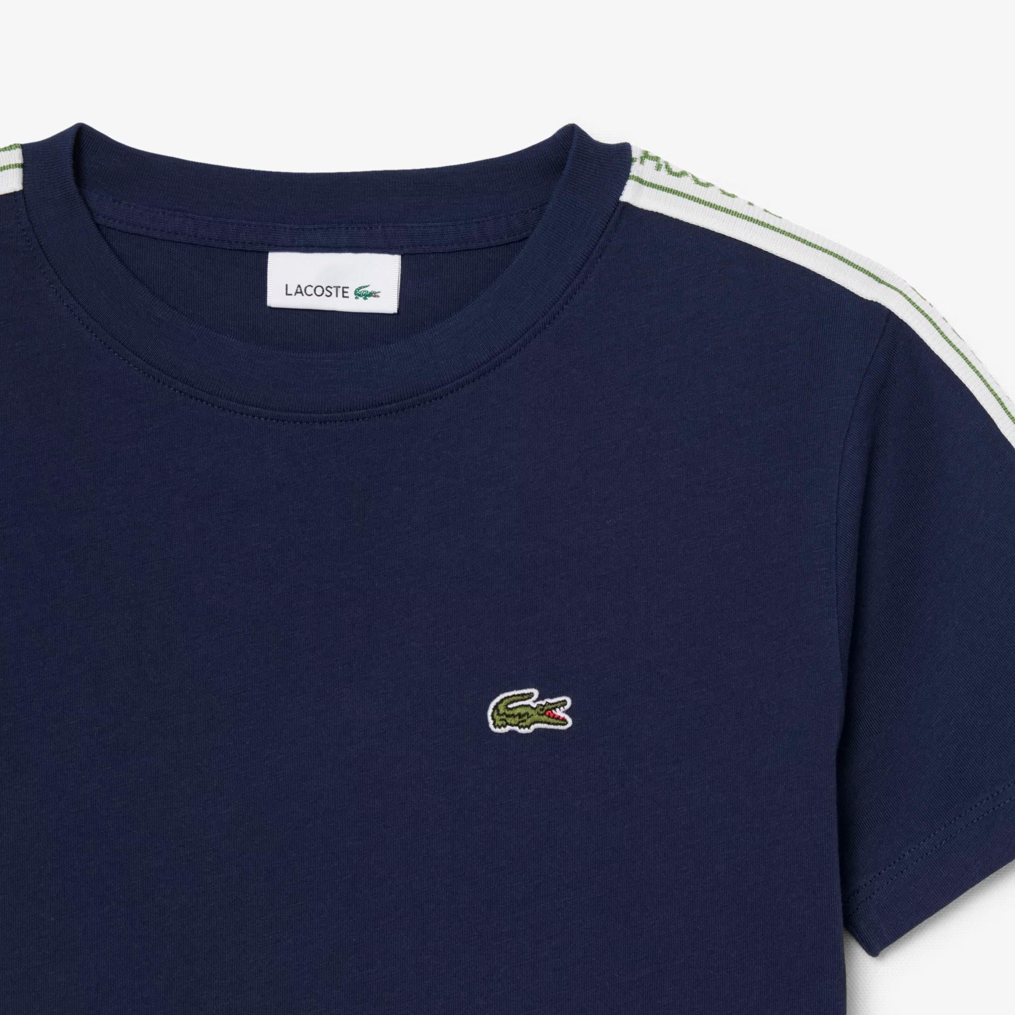 T-shirt in cotone con striscia con logo 847575 UGW LACOSTE 