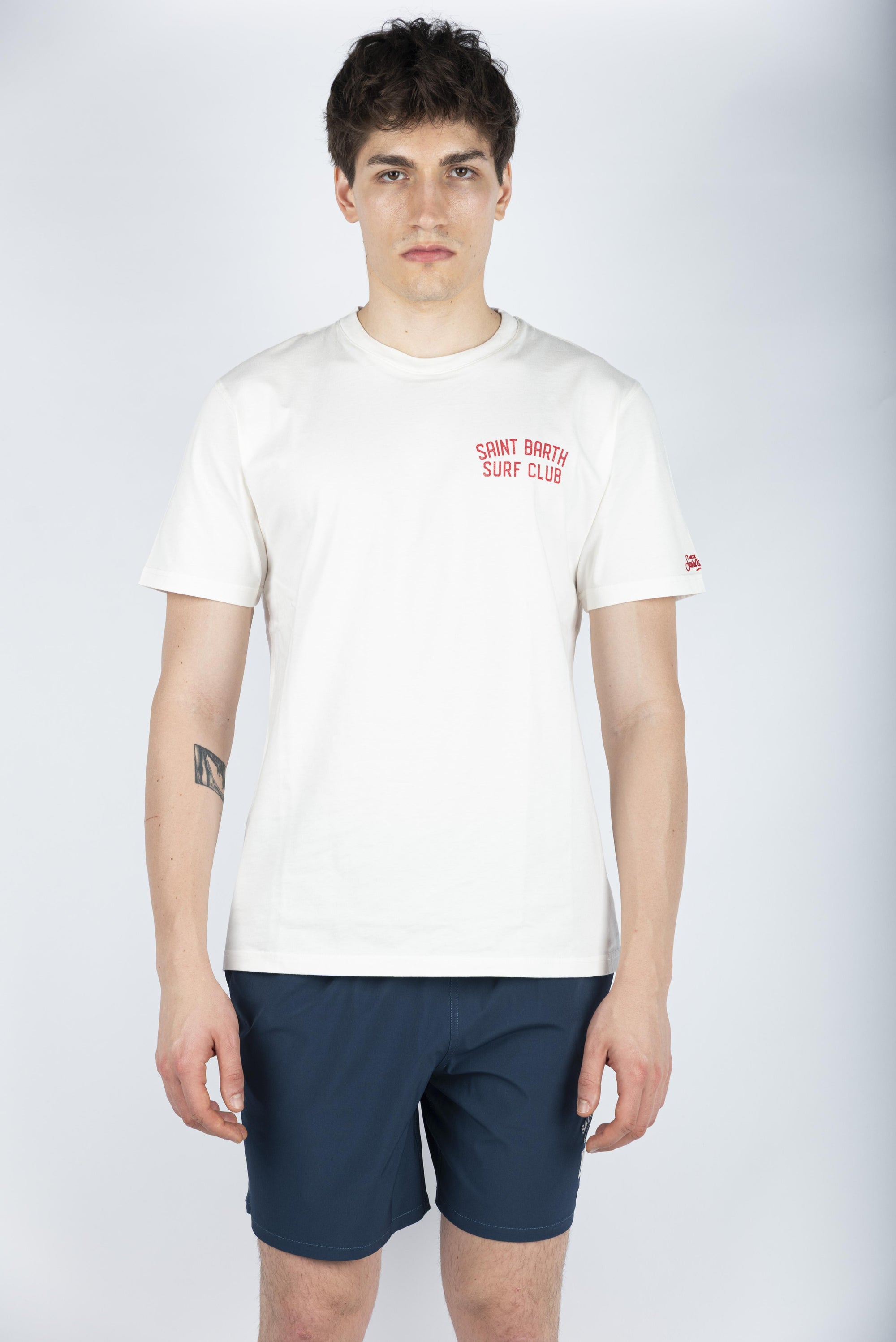 T-shirt in cotone con ricamo Saint Barth Surf Club bianco Special Edition TSHM001 02577H MC2 SAINT BARTH 