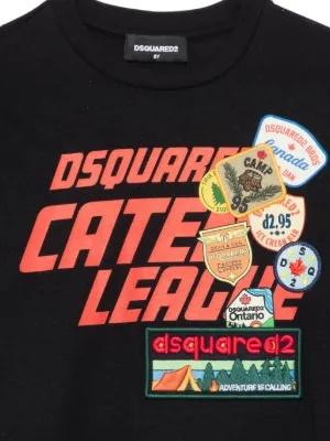 T-shirt con logo e applicazioni patch DQ3165D0ACD DQ900 DSQUARED2 