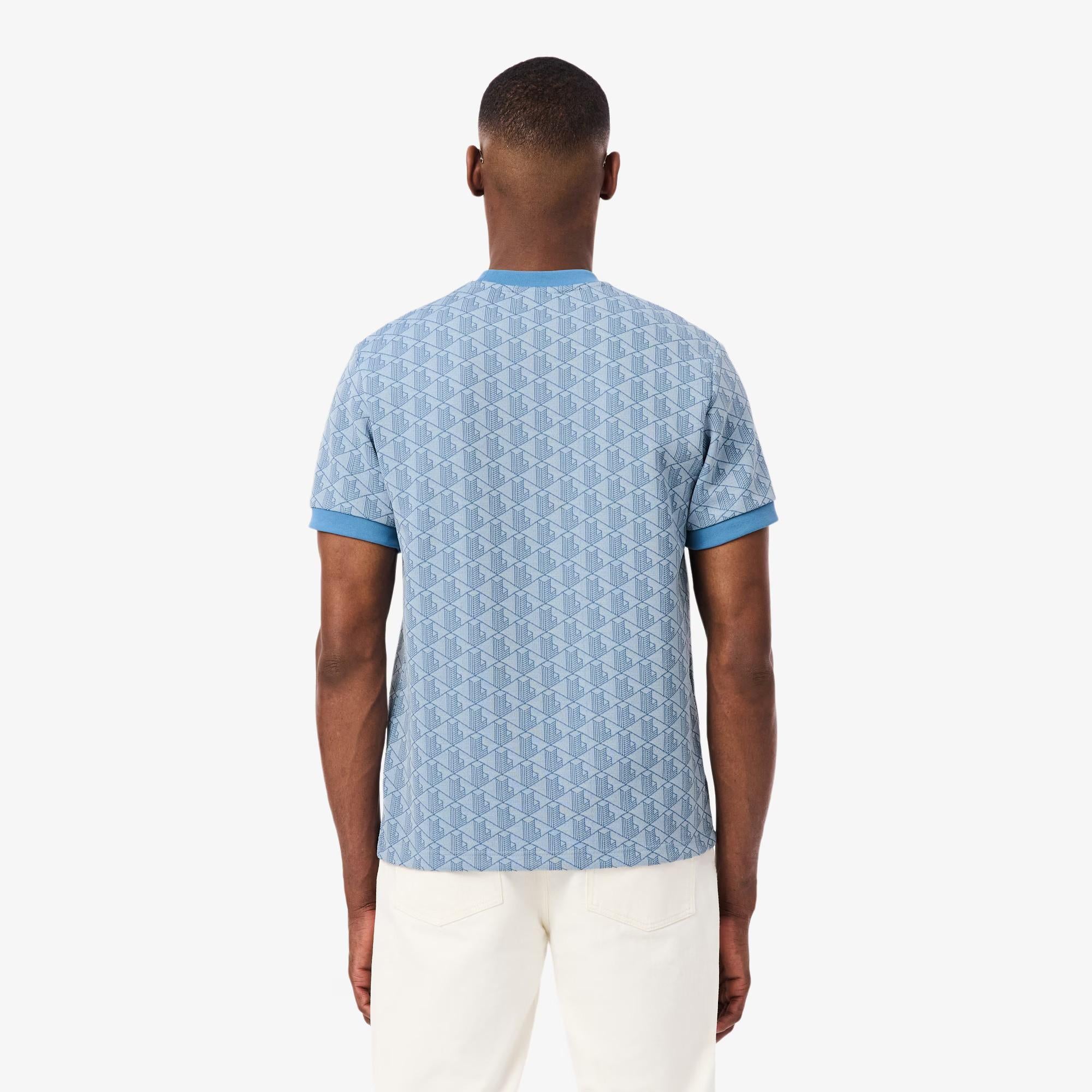 T-shirt slim fit con monogramma jacquard TH1197 1QI LACOSTE 