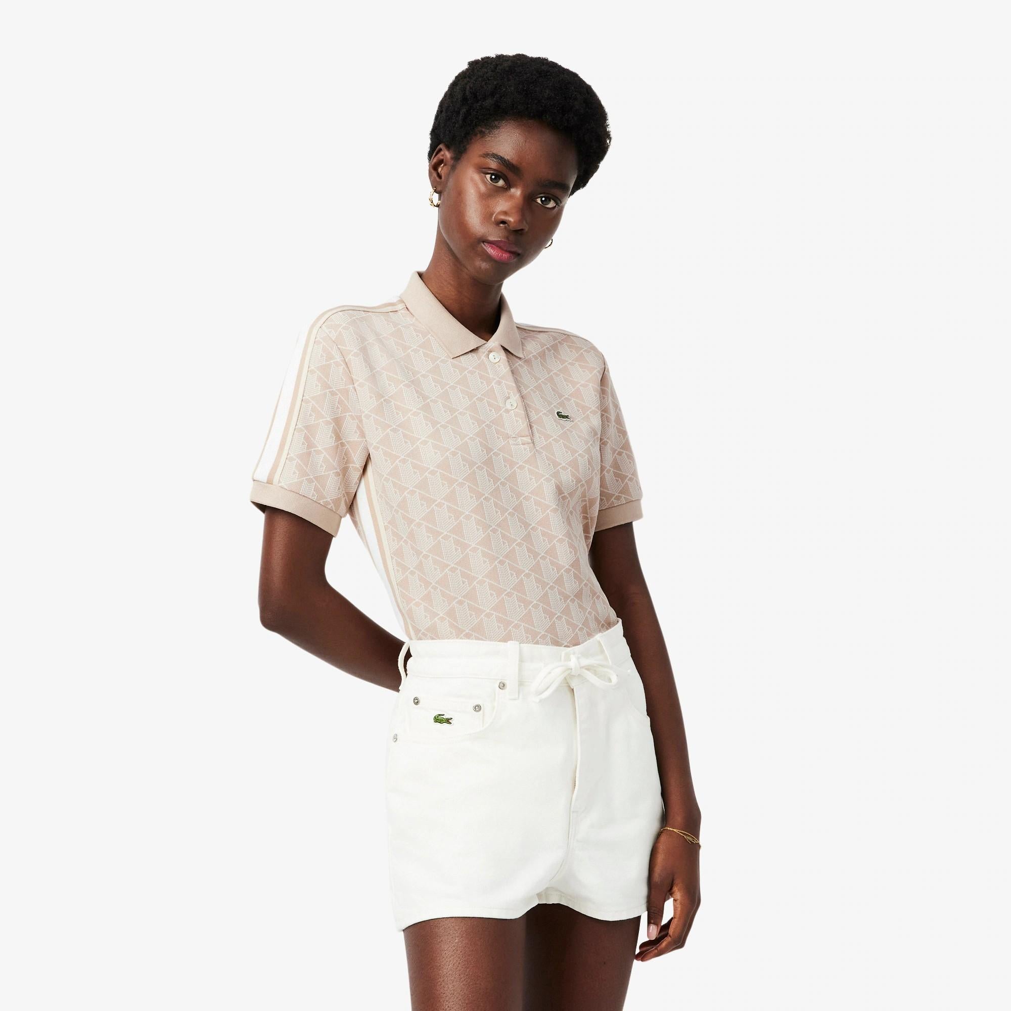 Polo slim fit in jacquard con monogramma DF3364 8GI LACOSTE 
