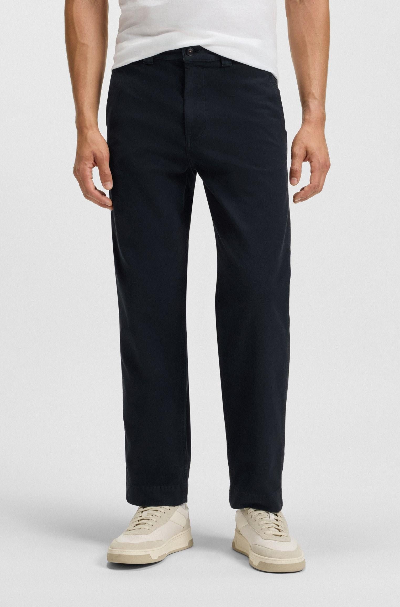 Pantaloni straight fit in twill di cotone elasticizzato 50542911 404 BOSS 